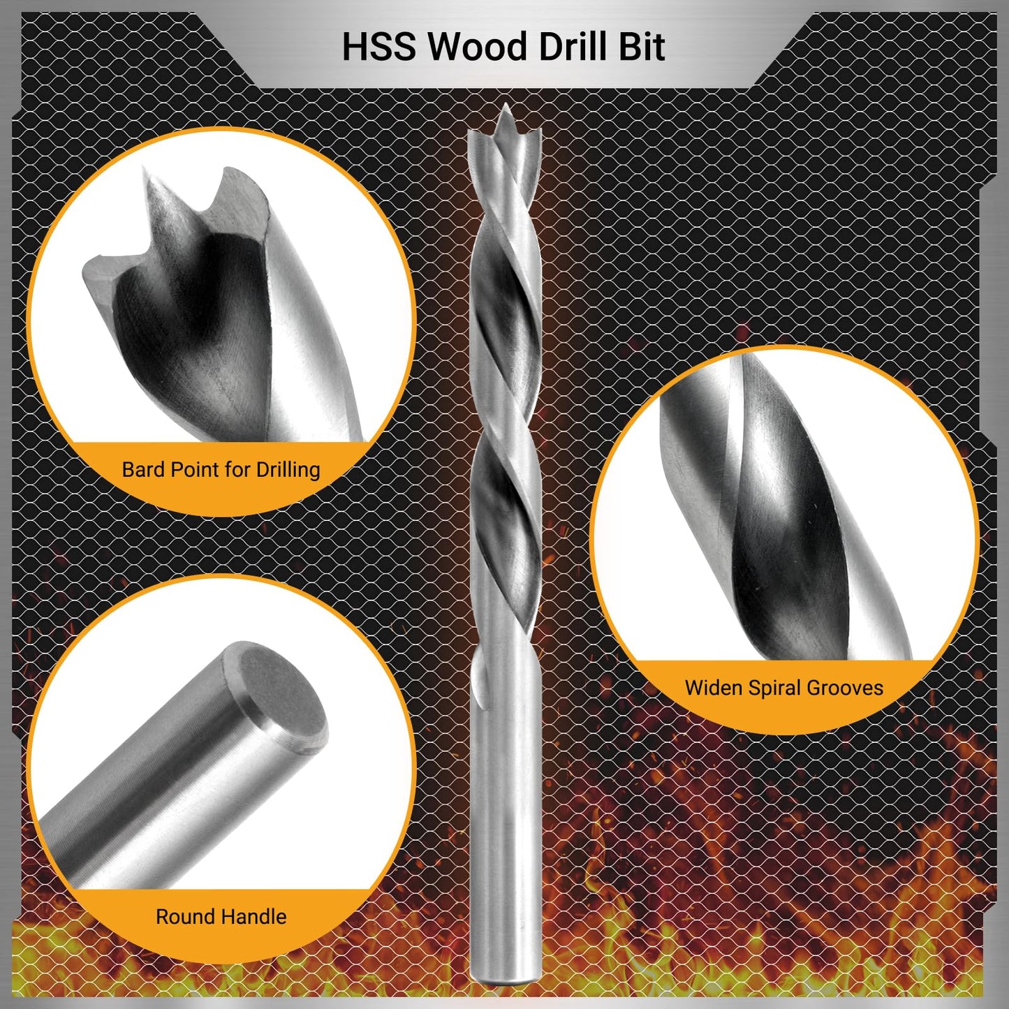 TOOLMAYS Brad Point Drill Bit Set, 29 PCS HSS Wood Drill Bit Set with Double Flutes Design for Carpenter Woodworking and All Types of Wood (1/16" - 1/2")