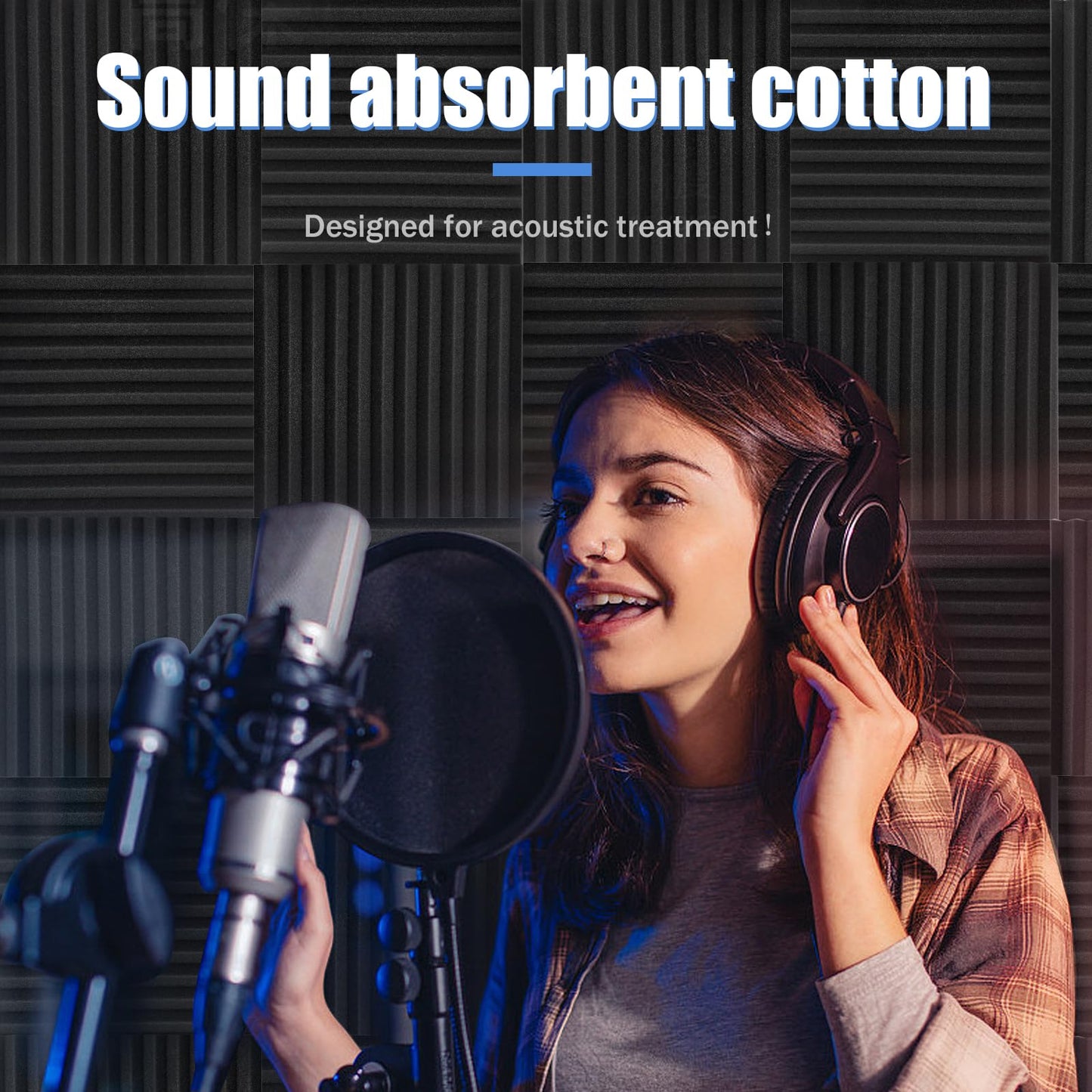 50 Pack BLACK Acoustic Panels Studio Foam Wedges 1" X 12" X 12"Sound-proofing,Sound Absorption (50pcs, Black)