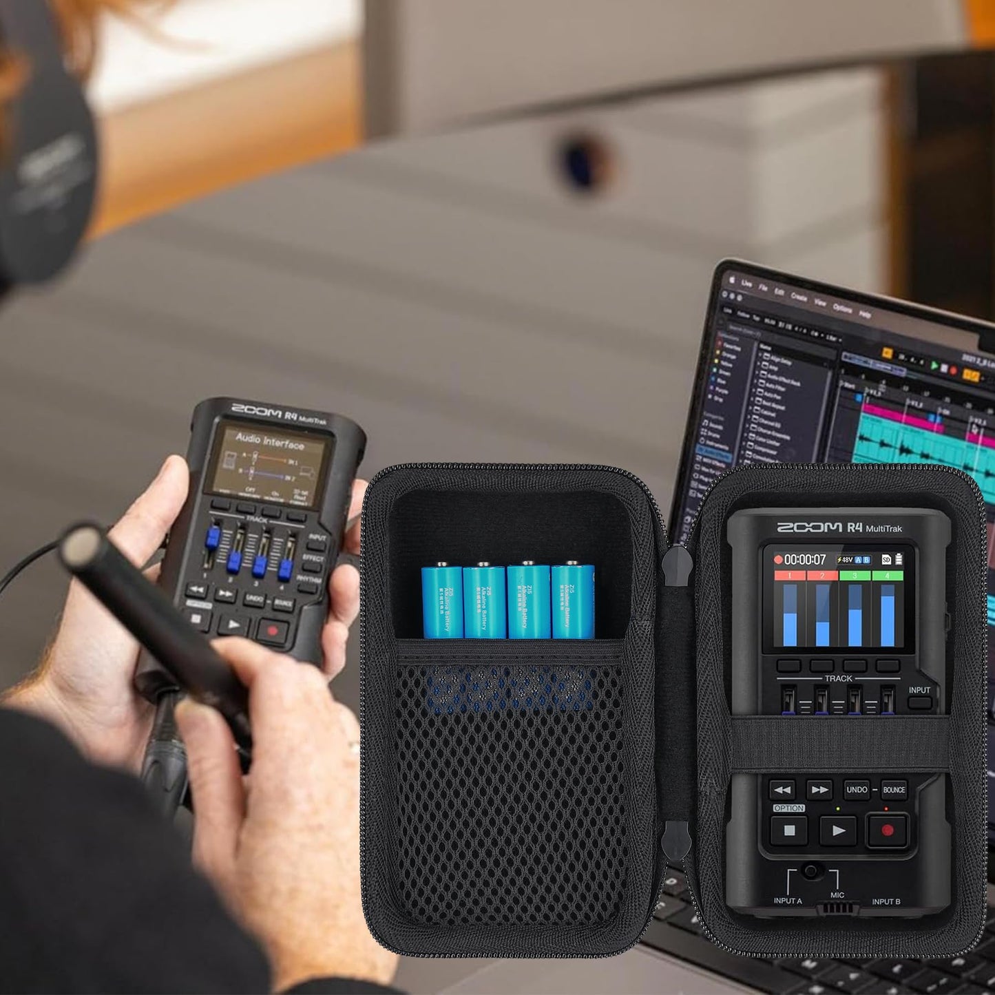 co2CREA Hard Case Compatible with Zoom R4 MultiTrak handheld 4-Track Recorder, Case Only