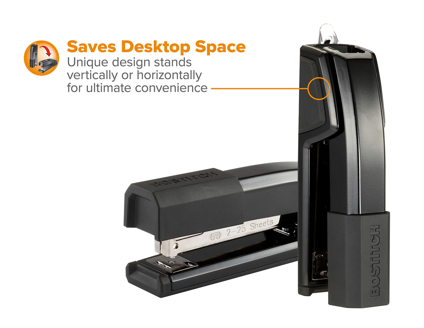 Bostitch Premium Metal Executive Stand-Up Desktop Stapler, Chrome (B3000)