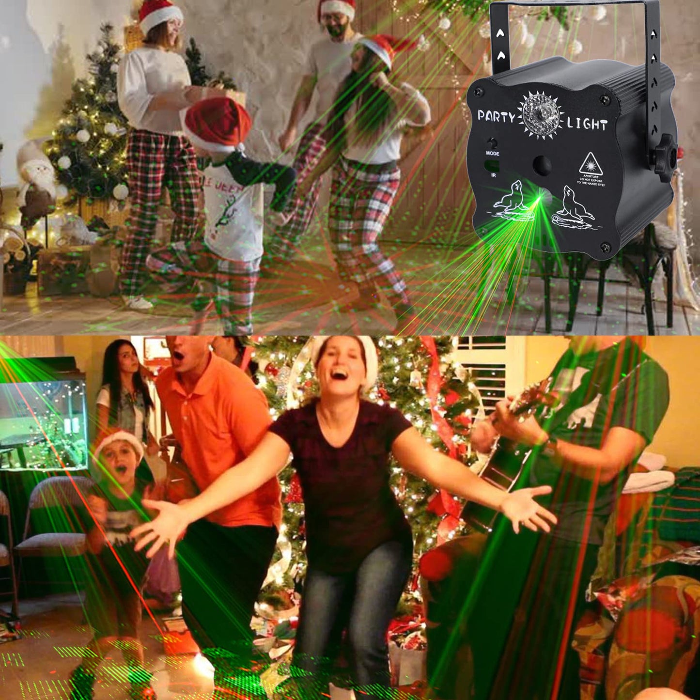 Couvkadl DJ Disco Light, Stage Party Lights, Laser Light Sound Activated RGB Led Flash Strobe Projector with Remote Control for Christmas Birthday Parties - USB Powered