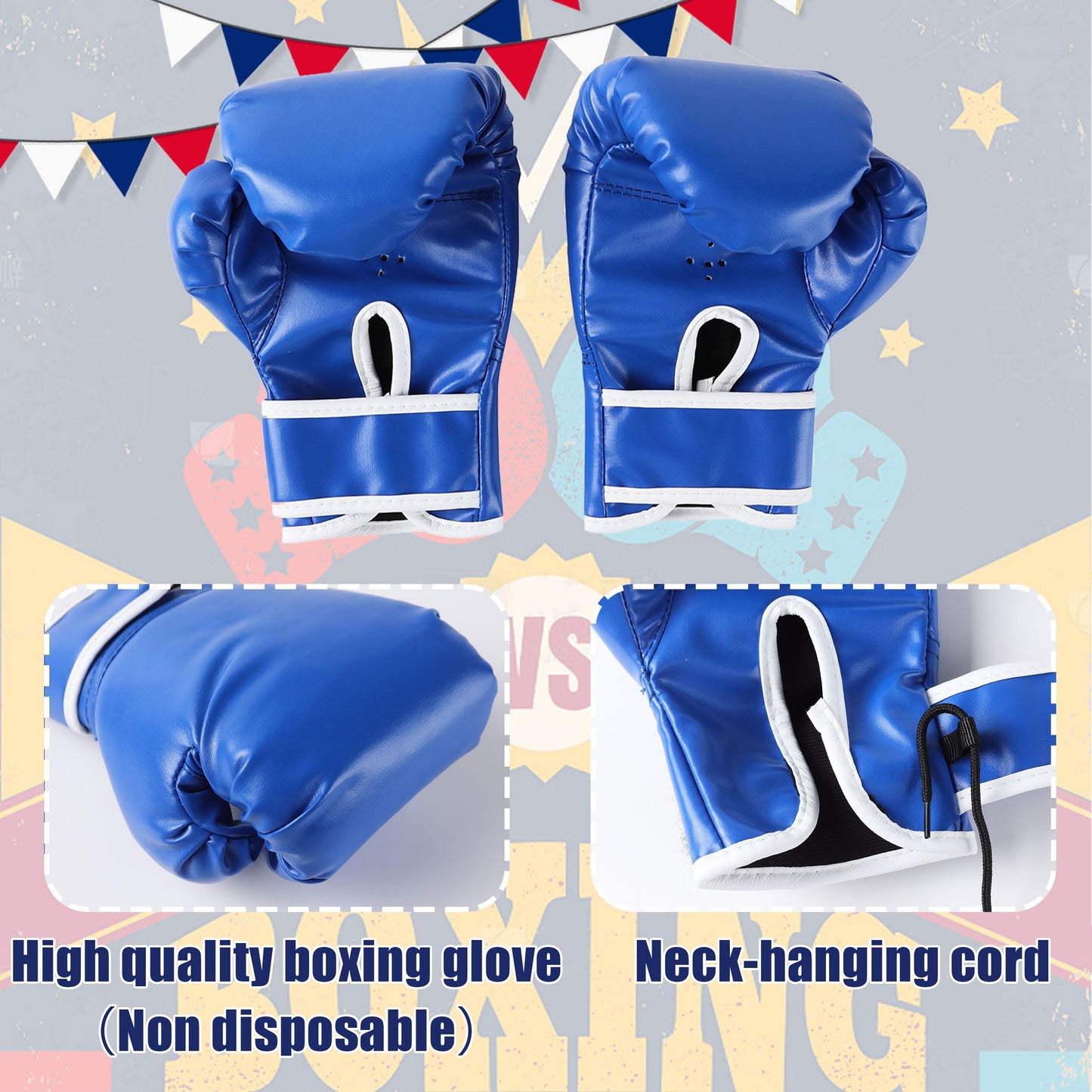 Kosgraiy Boxing Costumes Kids with Glove Robe Shorts,Halloween Boys Boxer Suit,American Boxing Robe,Boy Boxer Outfit,M