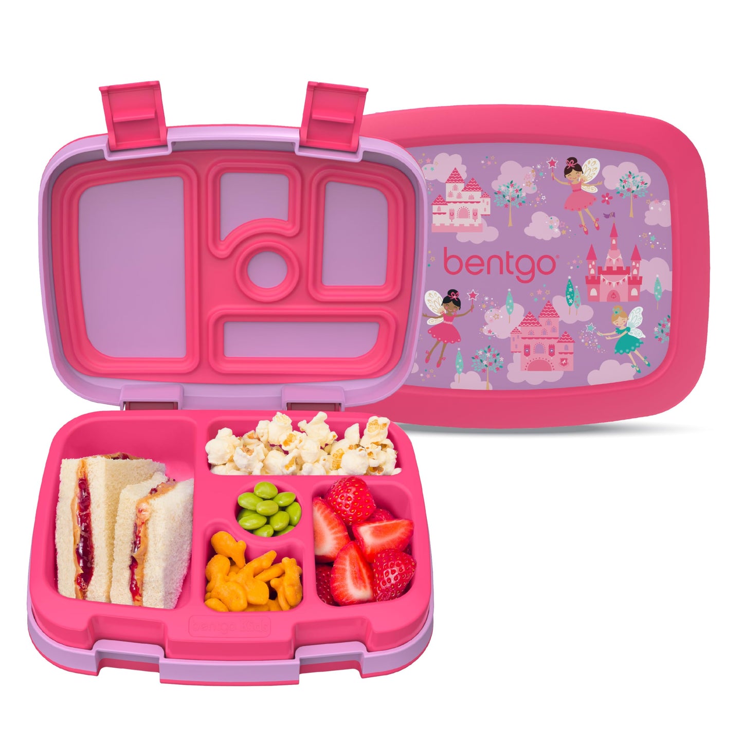 Bentgo Kids Prints Leak-Proof, 5-Compartment Bento-Style Kids Lunch Box - Ideal Portion Sizes for Ages 3 to 7 - BPA-Free, Dishwasher Safe, Food-Safe Materials - 2021 Collection (Fairies)