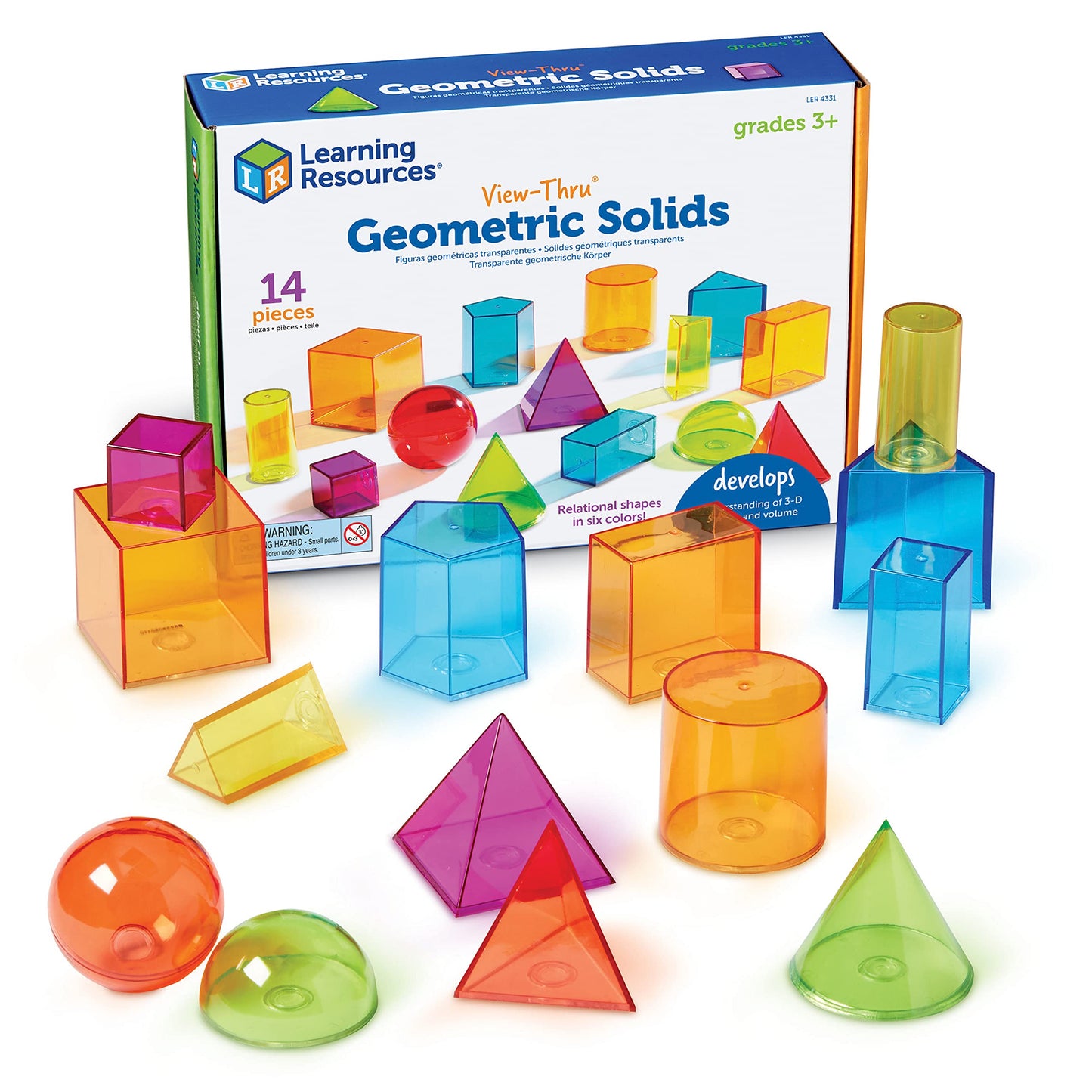 Learning Resources View-Thru Geometric Solids - 14 Pieces, Grades 3+ Math Learning Tools for Kids