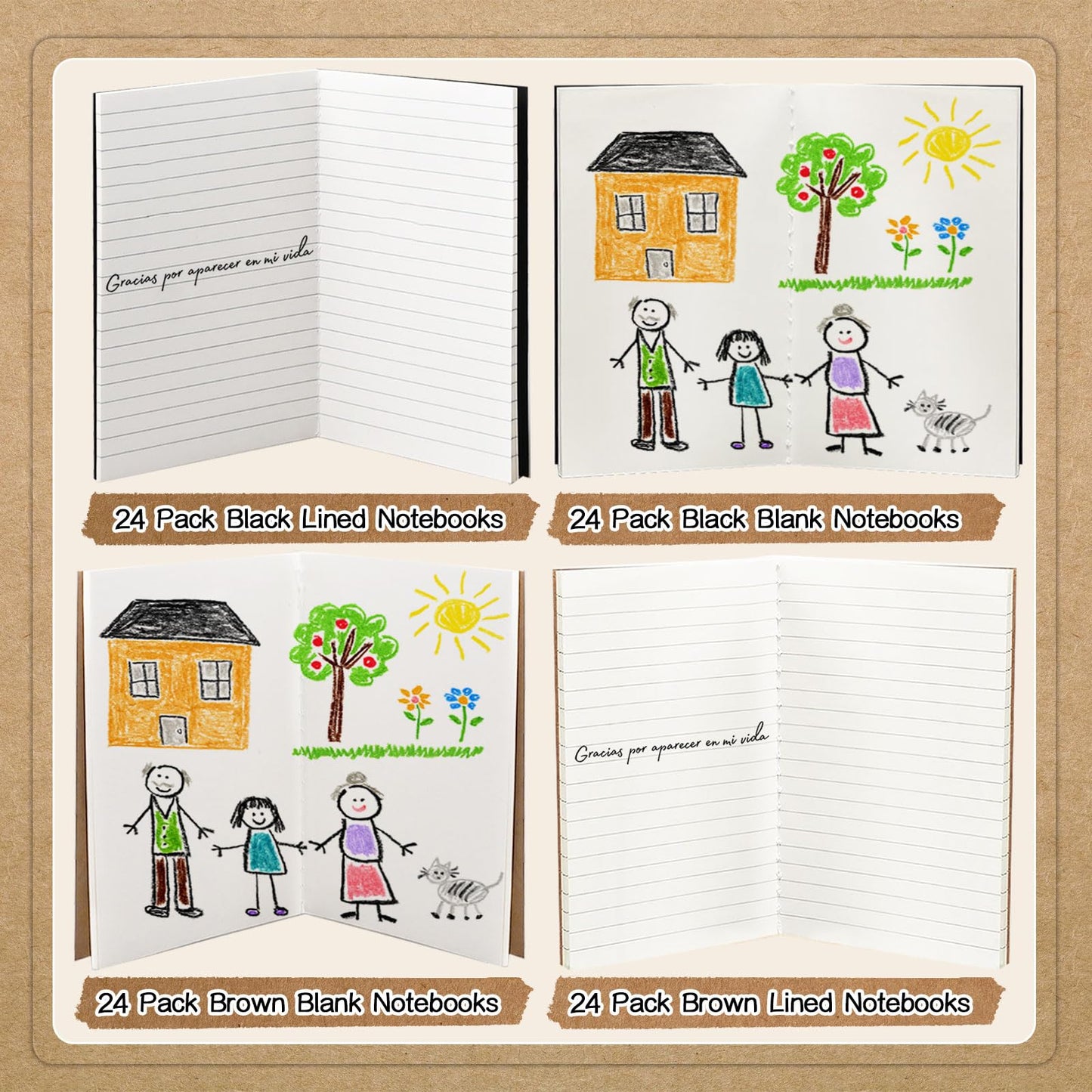 96 Pcs Pocket Notebooks Bulk, Mini Lined Journals A6 Unlined Sketchbook Small Memo Notepad for Kids Student Writing Travel Journal Office, 24 Sheets/48 Pages