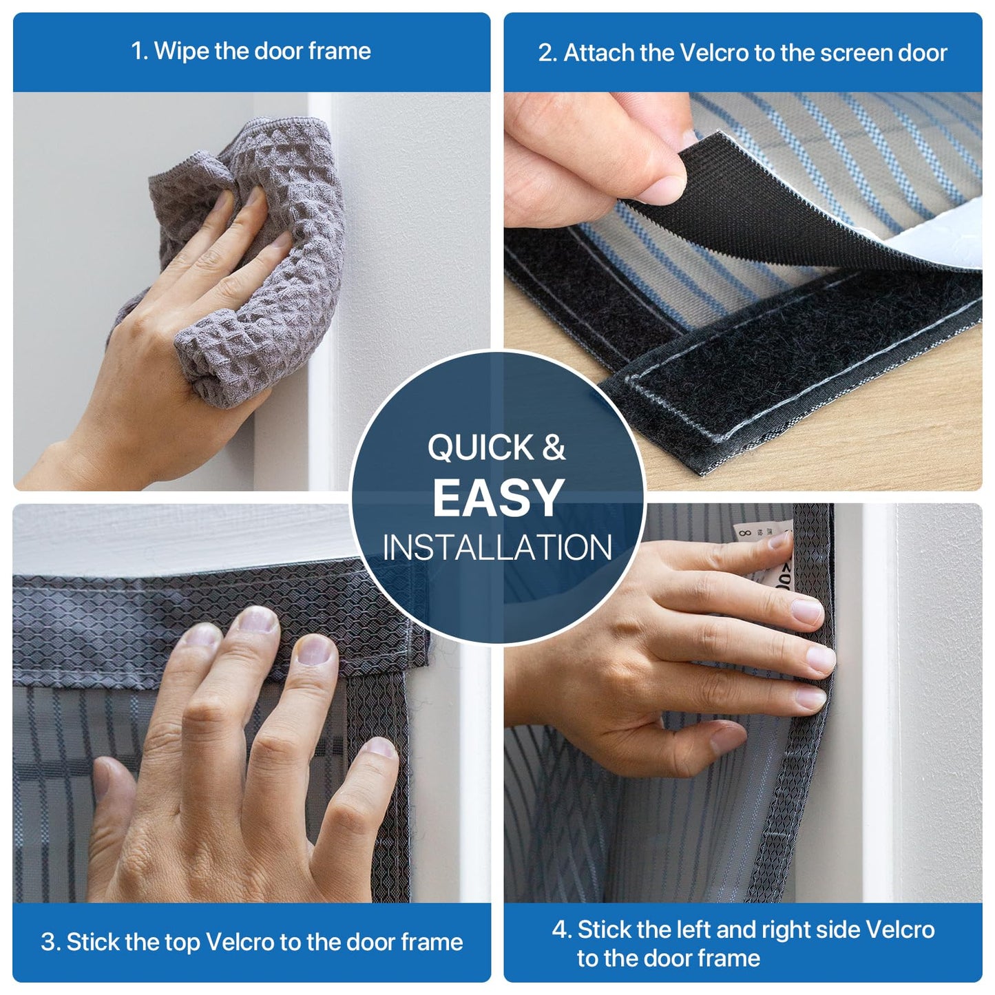 Magnetic Screen Door Heavy Duty, LOVIGA Thickened Fiberglass Screen Door Mesh, Self Sealing, Tear Resistant, Easy Assemble, Fine Mesh Keep Bugs Out 38 Inch by 83 Inch