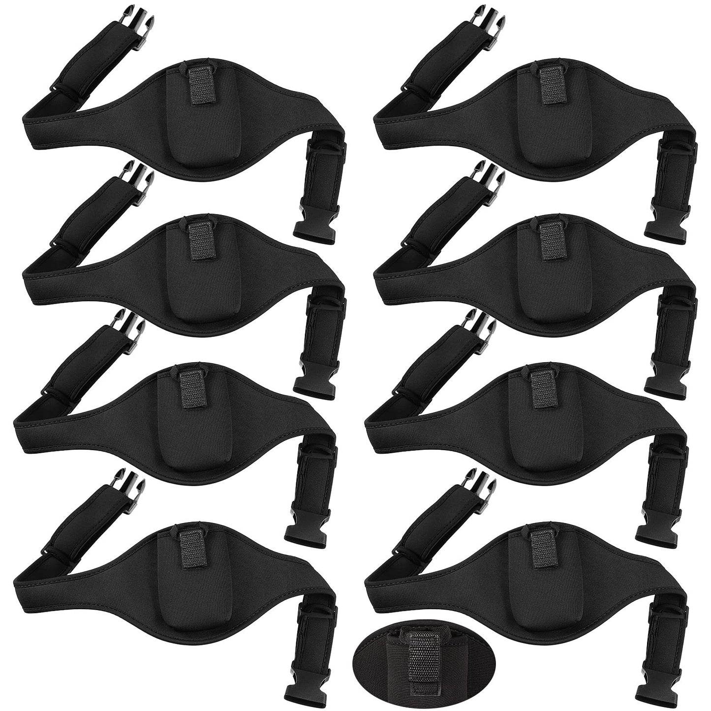 Jexine 8 Pack Mic Belt Wireless for Theatre Neoprene Microphone Holder with Anti Dropping Strap Sweat Absorbent Belt Waistband Bag for Fitness Instructor Vertical Speaker
