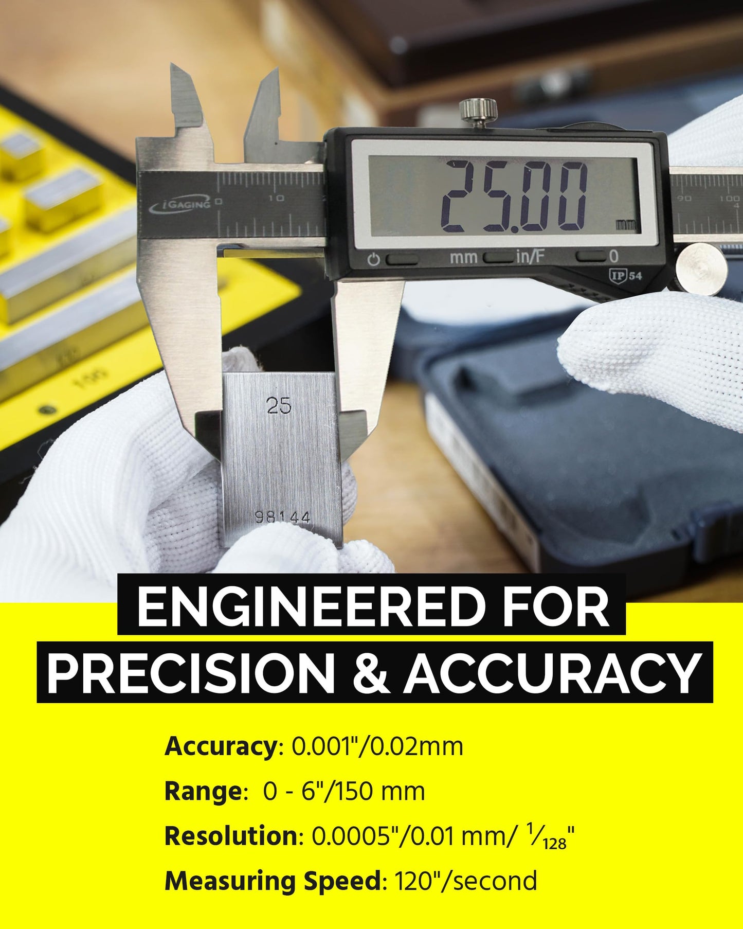 iGaging IP54 0-6-Inch EZ Cal Super Large LCD Display Digital Caliper