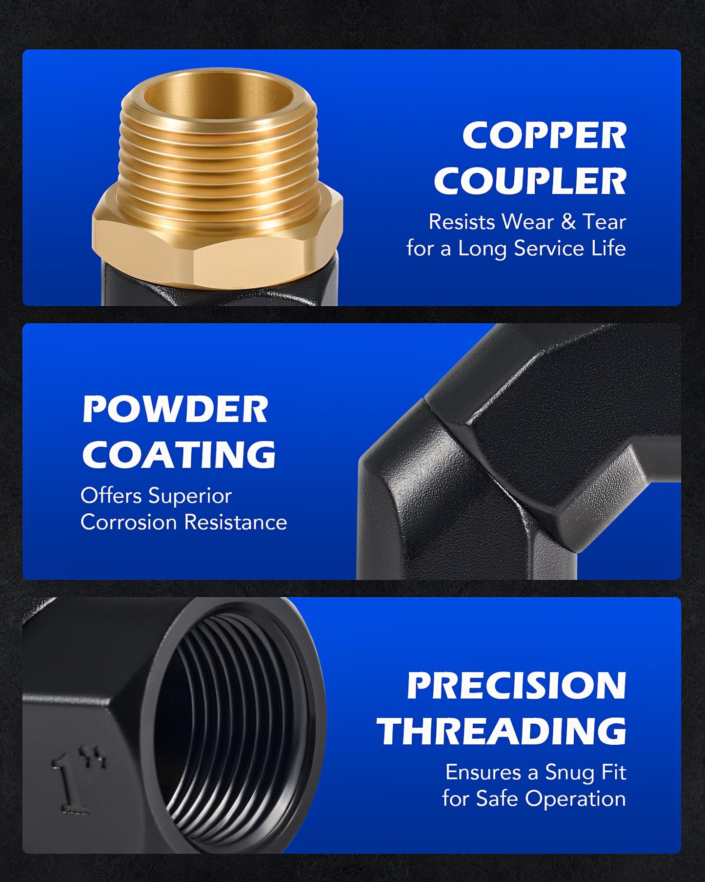 Orion Motor Tech 1" NPT Fuel Hose Nozzle Connectors, Fuel Transfer Nozzle Swivel Set of 2, Multi Plane 360 Rotating Fuel Tank Connectors, Powder Coated Fuel Hose Nozzle Adapter for Gas Diesel Kerosene