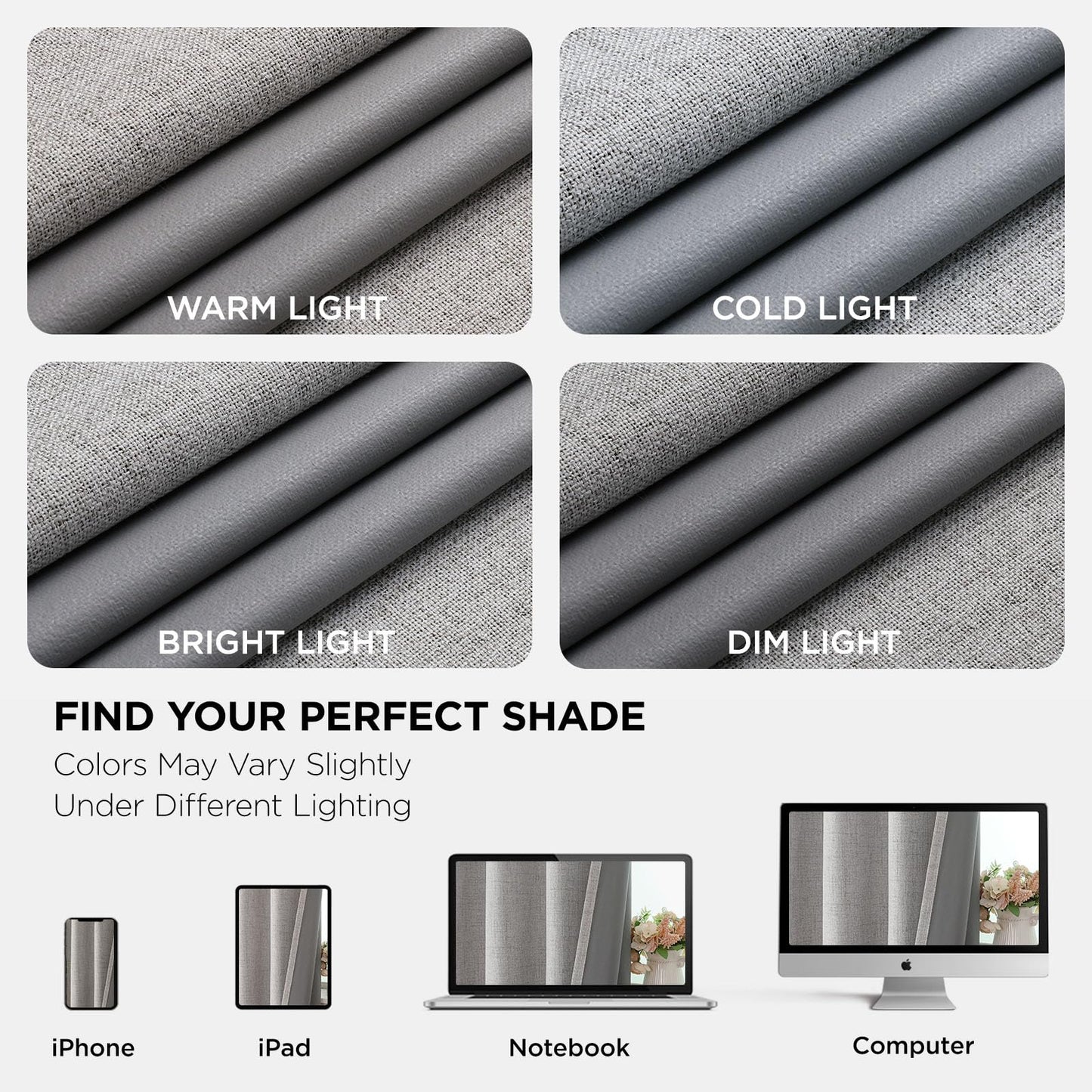 Joydeco Blackout Curtains 84 Inches Long 2 Panels Burg, Room Darkening Curtains for Bedroom, 100% Black Out Textured Thermal Drapes Privacy Protection 2 Panels Set(W52 x L84 Inch, Greyish White)