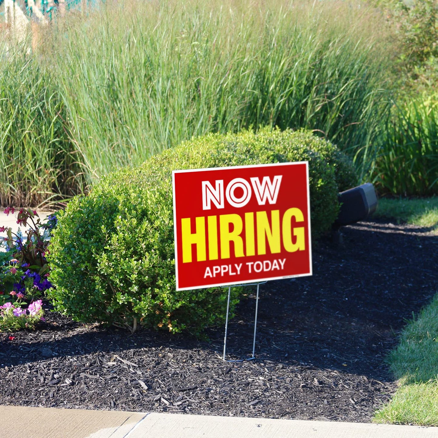 Now Hiring Sign, Help Wanted Signs for Business, (2 Pack) Double Sided 18x24 Inches, Corrugated Plastic with Metal H Stake, Made in USA