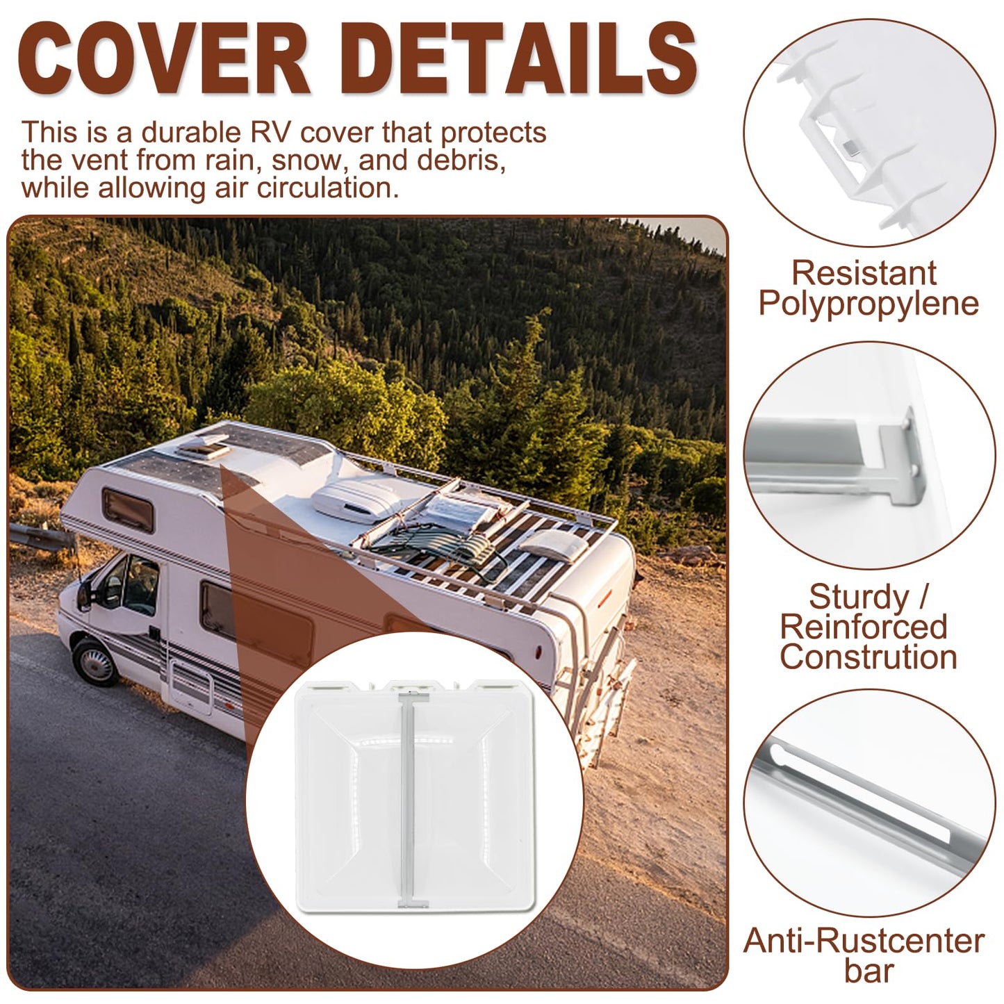 Podoy 2 Pack 13" x 13" RV Camper Vent Cover/Lid, Universal Roof Trailer Vent Cover Replacement- RV Accessories for Camper Trailer Motorhome Bathroom