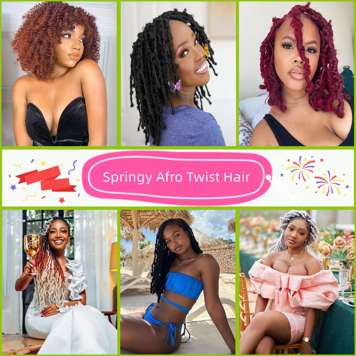 16 Inch Red Springy Afro Twist Hair 8Packs Kinky Braiding Cuban Twist Hair Pre-Separated Spring Afro Wrapping HairExtensions for Women(16Inch,Red#)