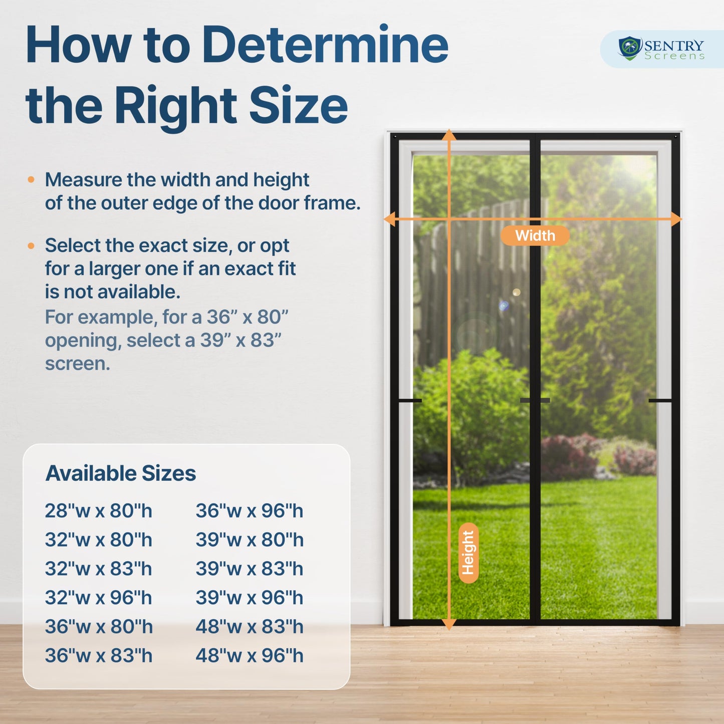 Fiberglass Mesh Magnetic Screen Door – Heavy Duty Self-Closing Hanging Door Net Screen with Magnet Closures – Fits Doors Up To 34"x95" – Black – by Sentry Screens