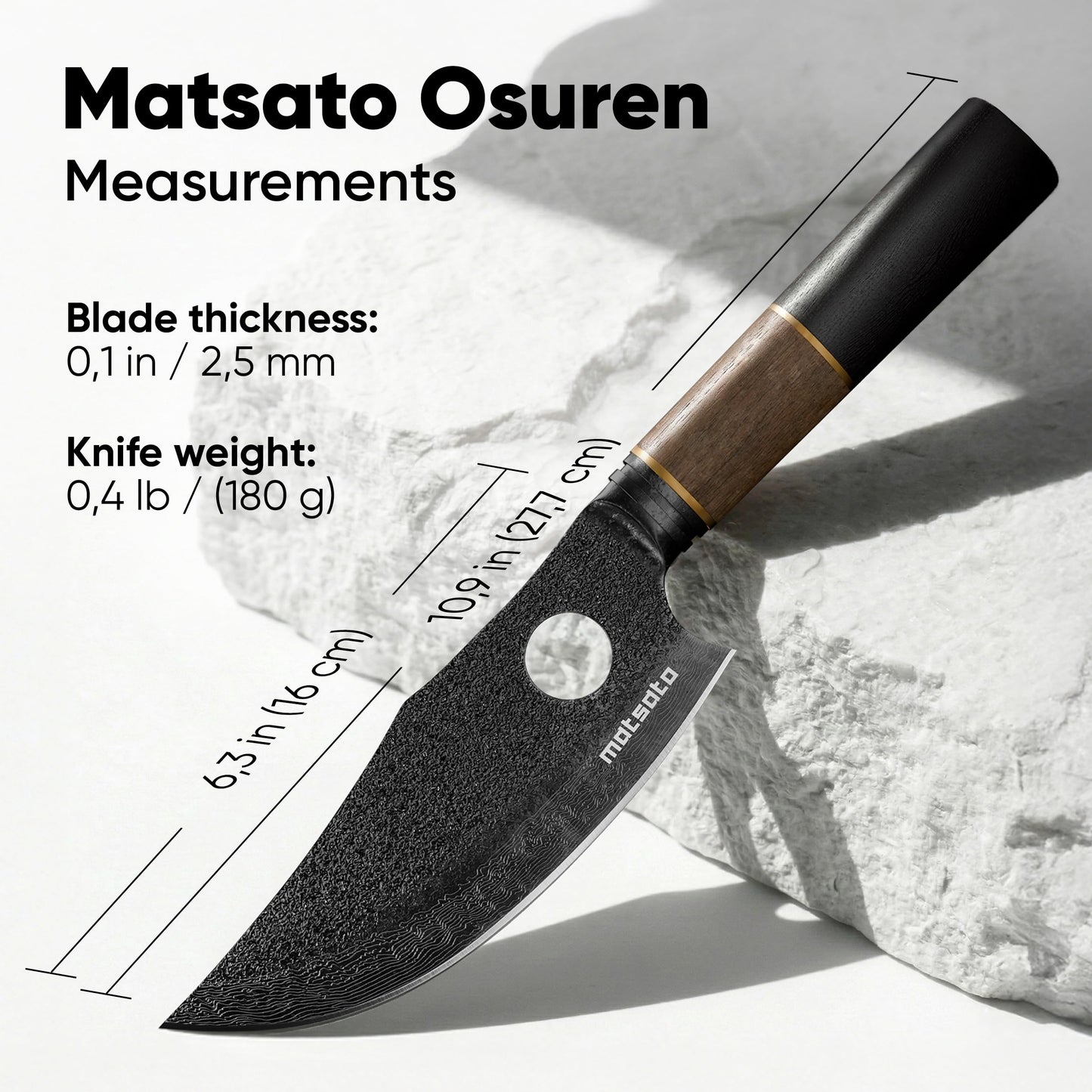 Matsato Osuren Chef Knife 6.3 Inch – Japanese Stainless Steel Kitchen Knife, Professional Chef Knife for Cooking, Chopping & Meat Prep, Sharp Cutting Kitchen Knife for Food Prep – Couteau Cuisine