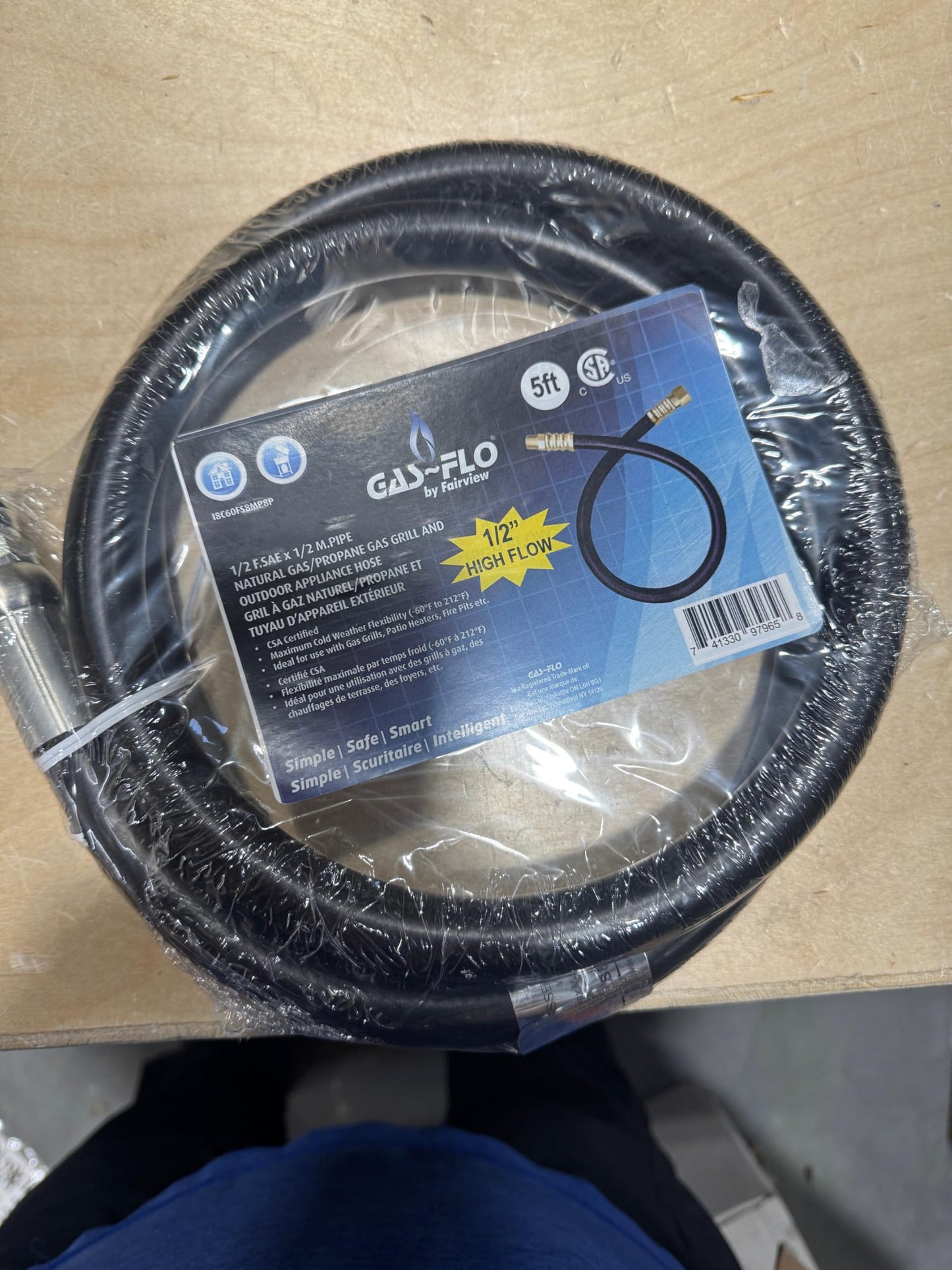Gas-Flo Grill and Outdoor Appliance Hose for Propane and Natural Gas, 1/2 F.SAE x 1/2 M.PIPE, 5-foot