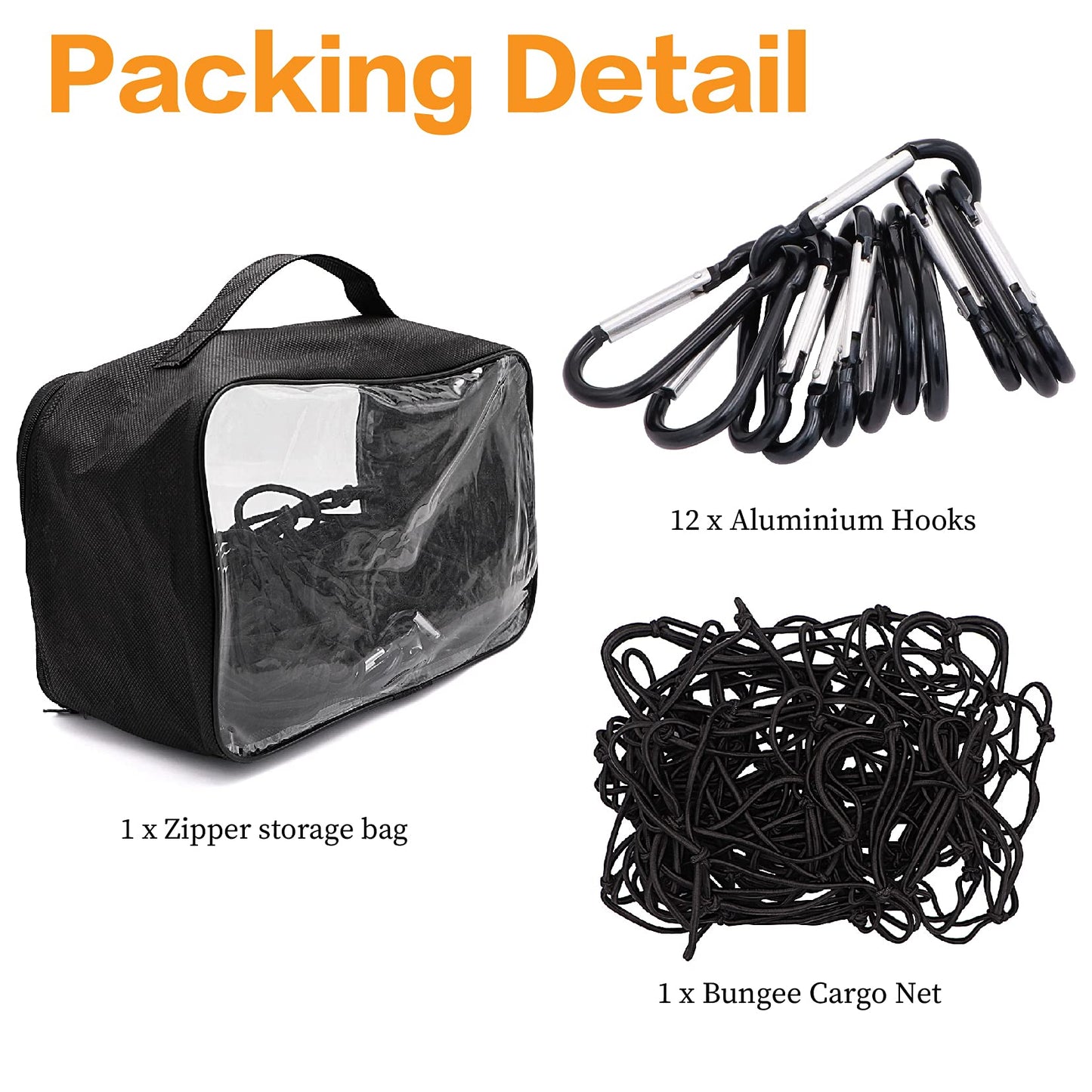 Cargo Net for Pickup Truck Bed - 3x4ft Super Duty Cargo Net for Roof Rack Truck Bed with 6x8ft Max Size, 4”x4”Latex Bungee Net Mesh Holds Small and Large Loads Tighter