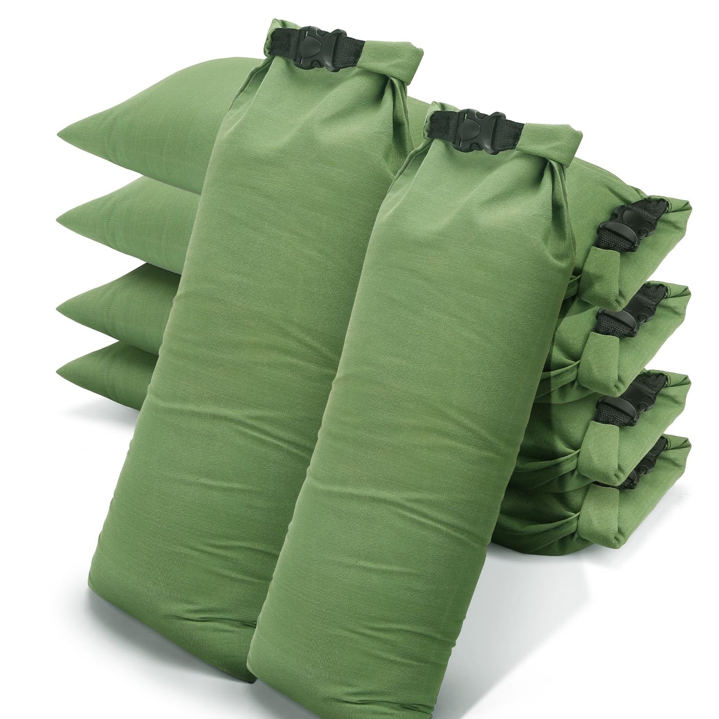 Flood Water Barrier Sand Bags - 6Pcs Thickened Long Canvas Flood Protection Sandbags with Insert Buckle Reusable Quick Flood Barrier for Home Door Window Basement Garage Floor Flood Control