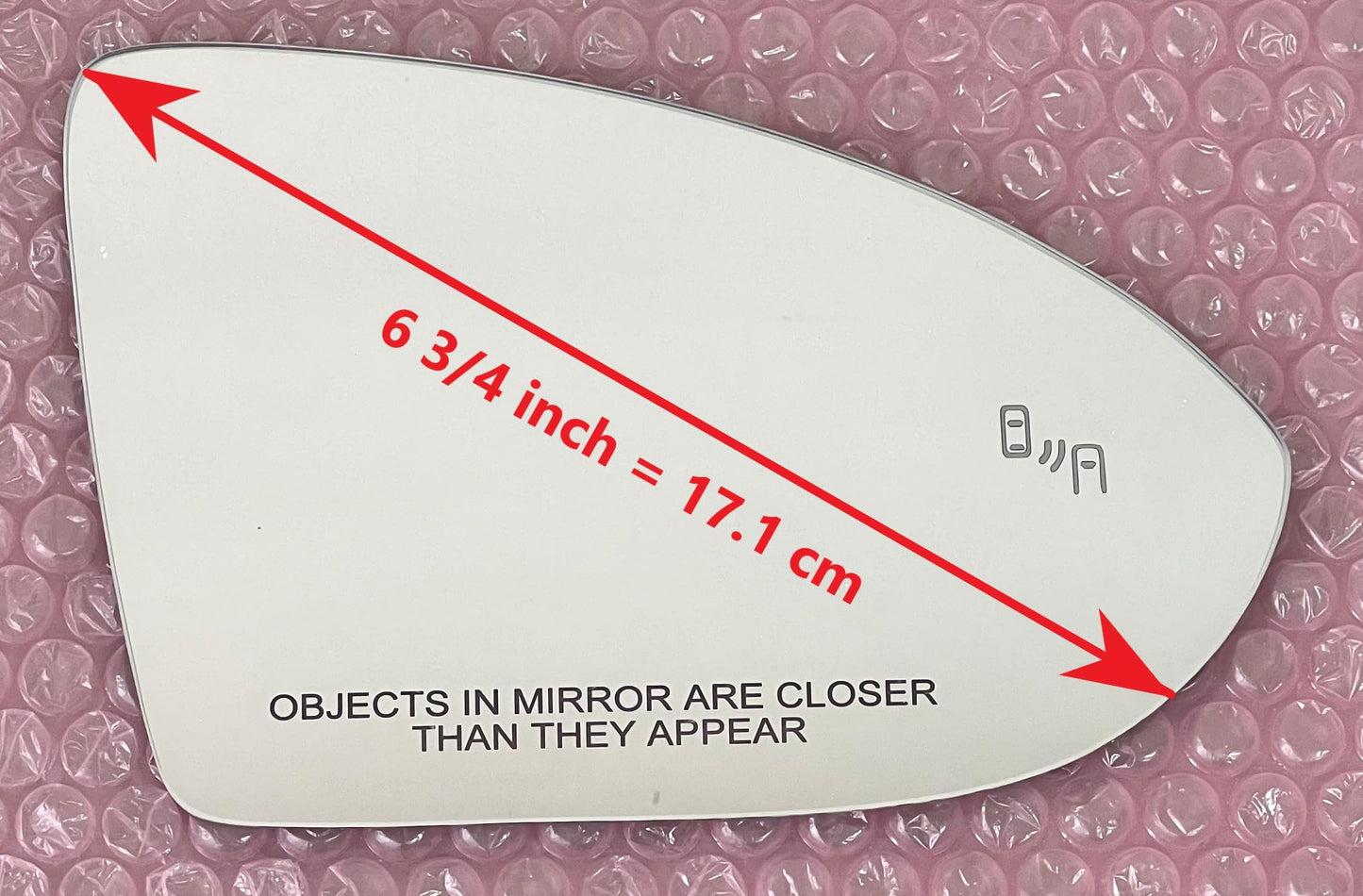 Blind Spot Passthrough Mirror Glass with Full Size Adhesive for Volkswagen | 2015 – 2024 Golf | 2019 – 2025 Jetta | 2015 – 2024 GTI | Passenger Side View Right RH
