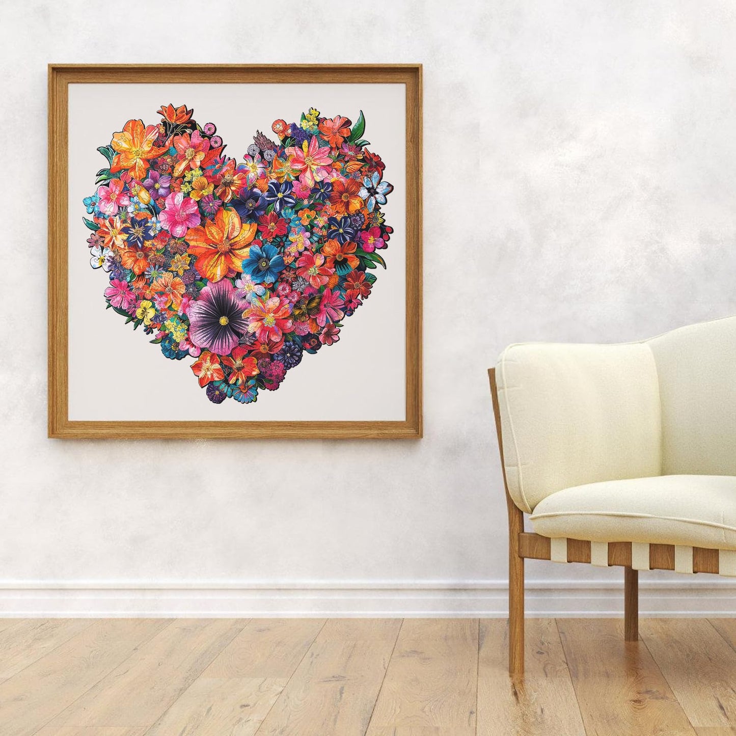 Puzzles for Adults Heart Flower Wooden Puzzles, 500 Pieces Unique Shaped Liberty Jigsaw Puzzles, Birthday Gifts for Mom Adults and Kids, Fun Challenge Family Game 16.7'' x 16.2''