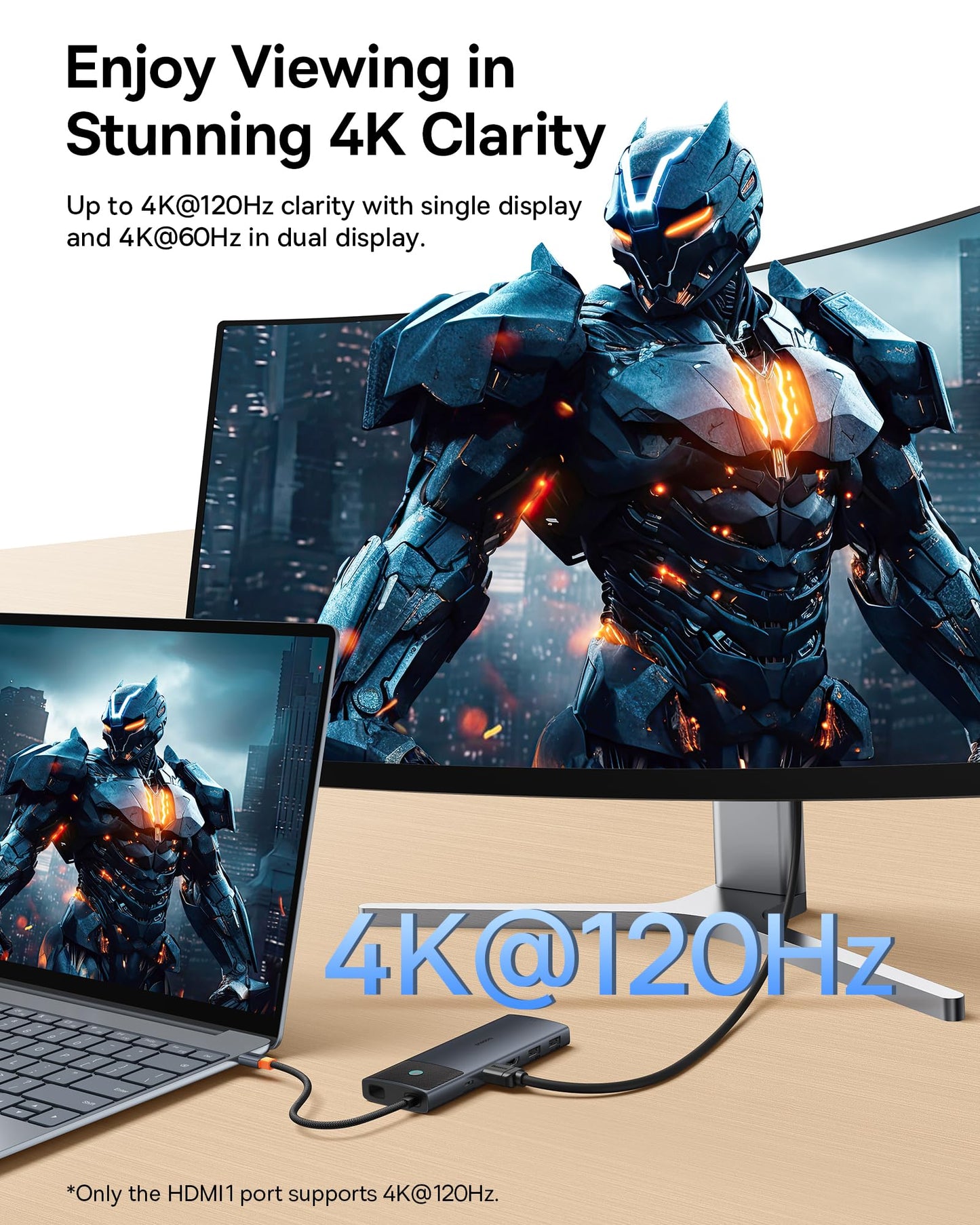 Baseus USB C Docking Station Dual Monitor, 10 in 1 Laptop Dock USB C Hub Multiport Adapter with 4K@120Hz HDMI, 10Gbps USB C and USB A, Gigabit Ethernet, PD 100W, SD/TF for Dell/Mac/HP/Lenovo