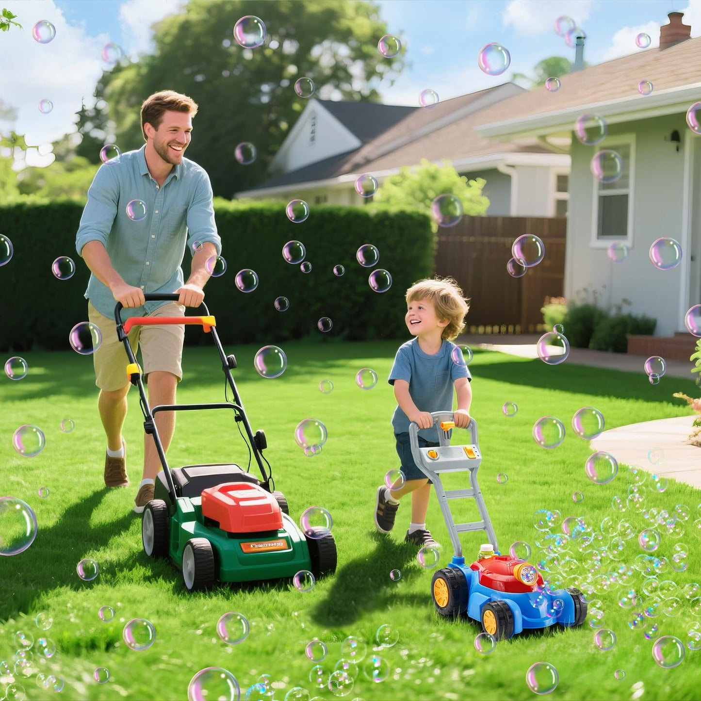 Cooldele Bubble Lawn Mower for Toddlers, Outdoor Bubbles Machine Toy for Kids - Lights and Music Bubble Mower, Birthday Gifts for Toddlers & Kids Ages 2-3 4-5