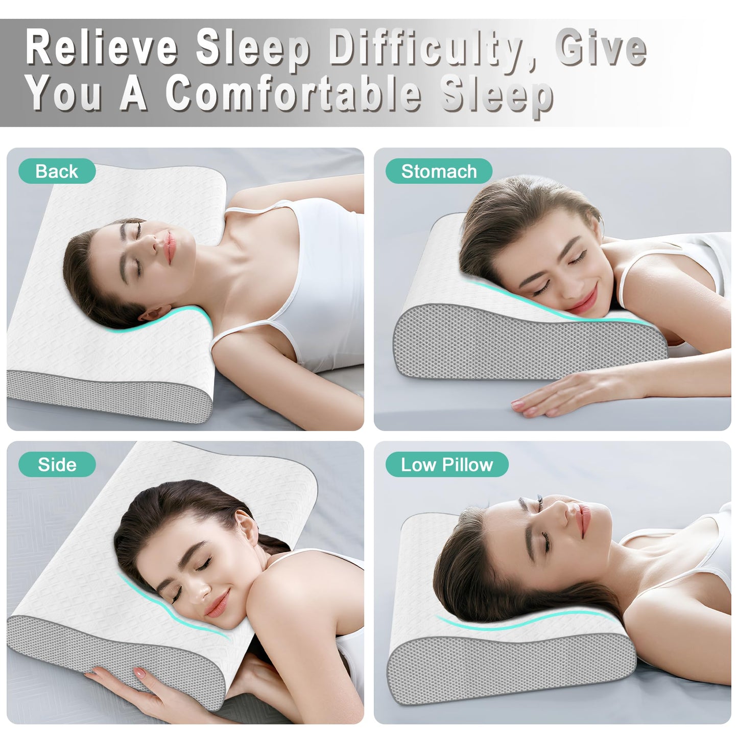 Cervical Pillow for Neck Pain Relief, Memory Foam Pillow, Ergonomic Adjustable Contour Bed Pillow for Side, Back & Stomach Sleepers (22 * 13.7inch)