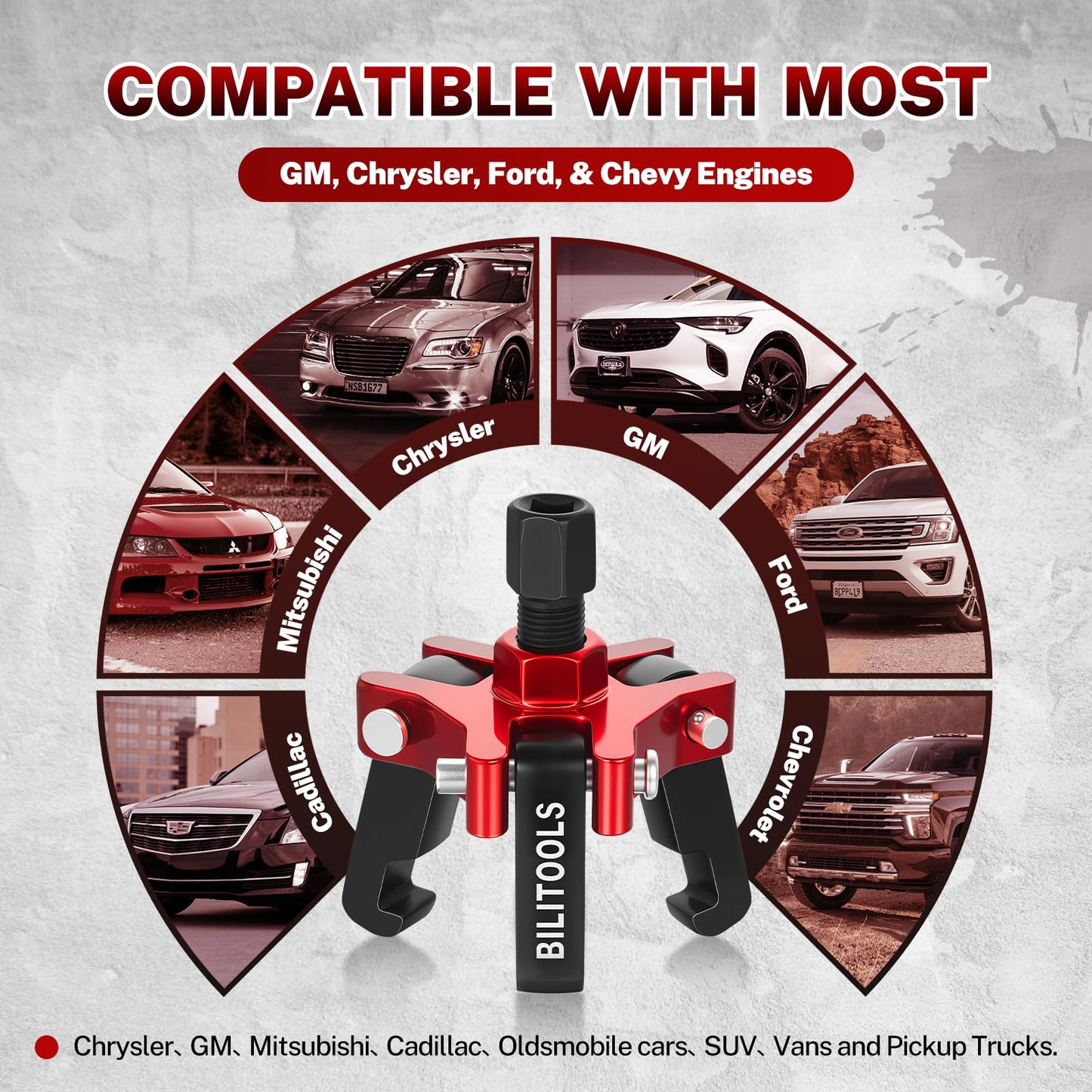 BILITOOLS Harmonic Balancer Puller Set, Adjustable 3-Jaw Puller for Removing Harmonic Damper Pulley Compatible with Chevy GM Chrysler ect.