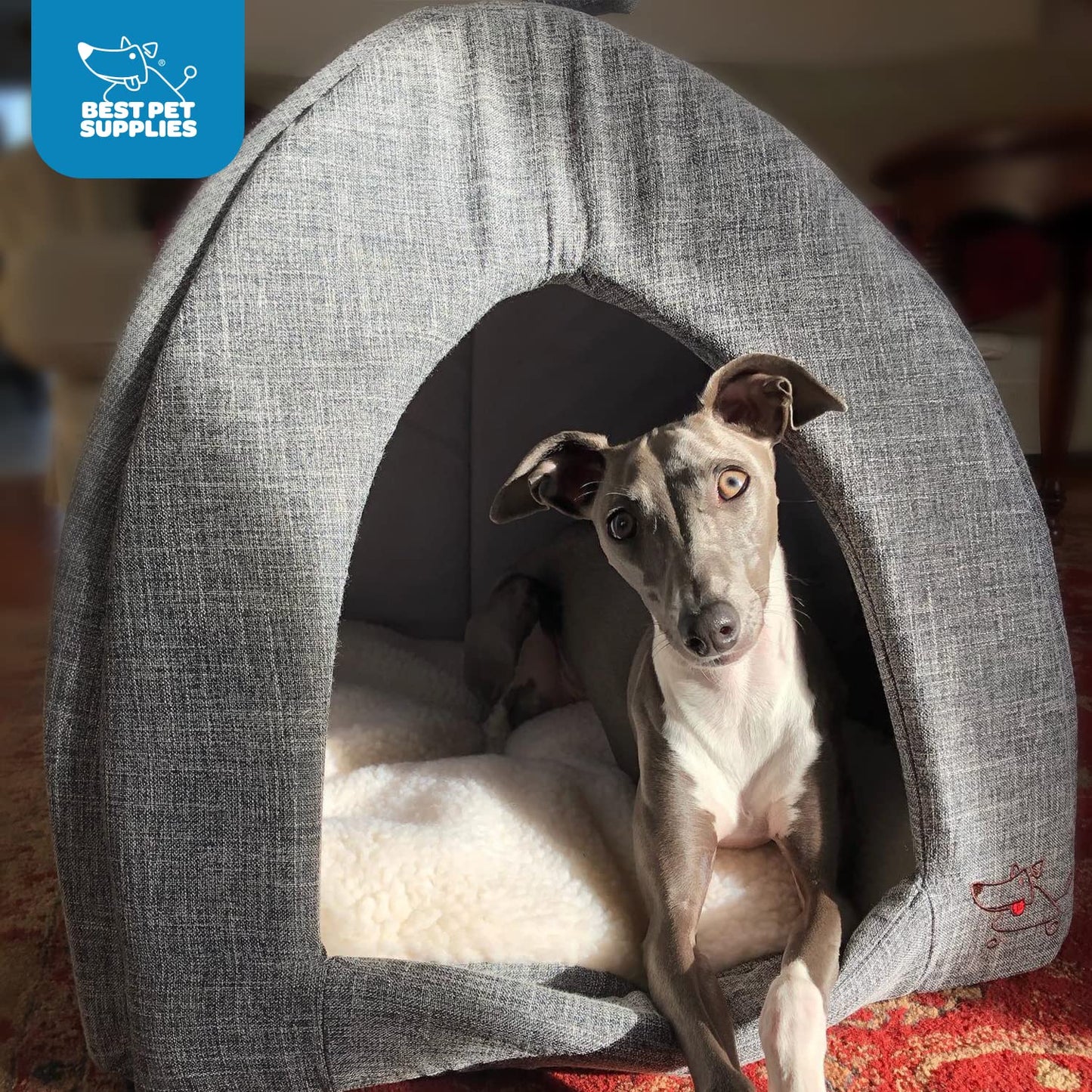 Pet Tent-Soft Bed for Dog and Cat by Best Pet Supplies - Gray Linen, 19" x 19" x H:19"
