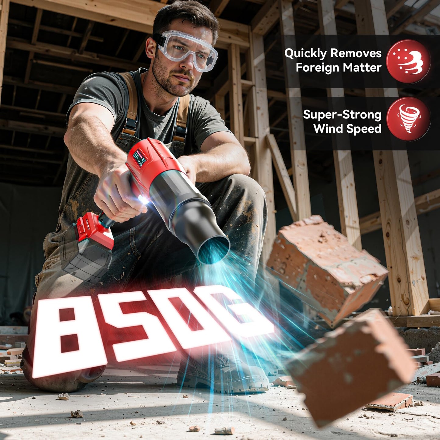 800,000 RPM Leaf Blower Compatible with Milwaukee 18V: Ecarke Cordless Dust Blower, Electric Turbo Jet Blower Handheld Battery Powered with Brushless Motor for Patio Garden Lawn(Tool Only, No Battery)