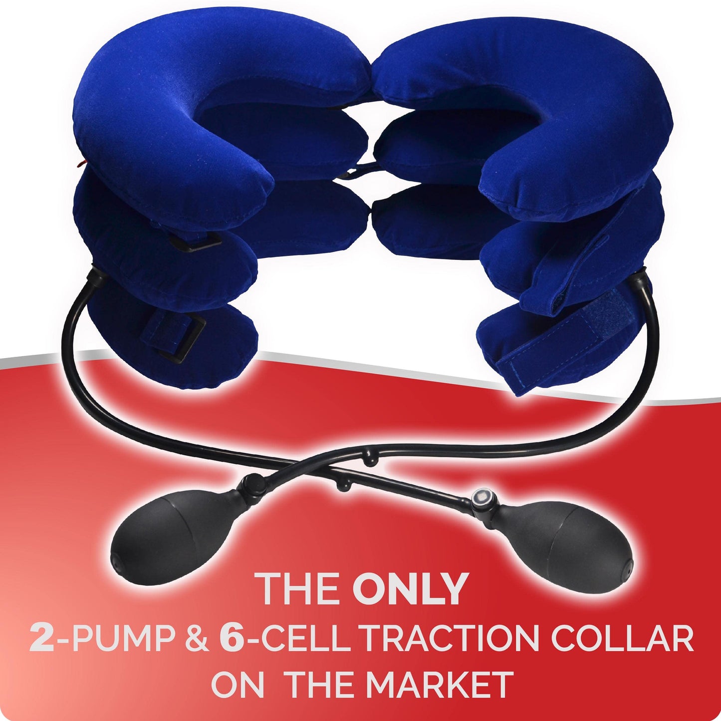 (2- Pump) Cervical Neck Traction Device – Premium 4-Way Targeting Neck Stretcher for Instant Pain Relief (Royal Blue)
