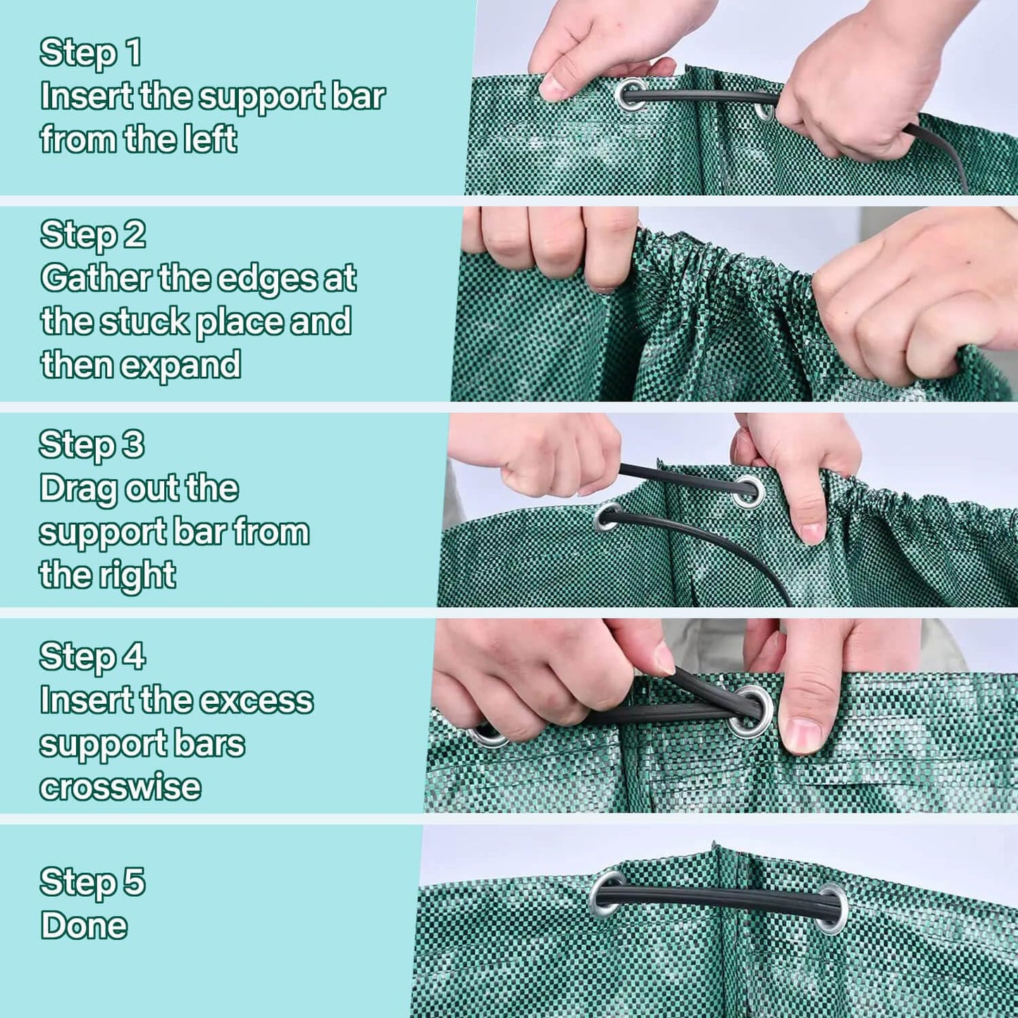 4 Pack 72 Gallon Garden Yard Waste Bags, Reusable Collapsible Plants Leaf Grass Waste Bag, Heavy Duty Gardening Bags for Garden Yard Lawn (4 Pack Bags)