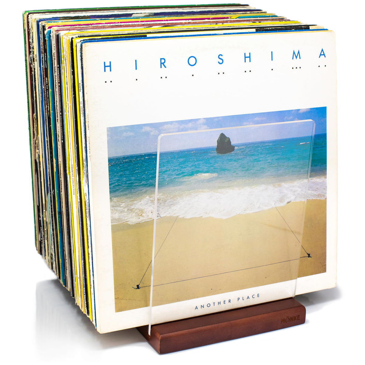 MÖNKE Premium Vinyl Record Storage - a Mid-Century Style Record Holder for Albums, 60-70 LP Capacity - Complements Any Record Player (Brown)
