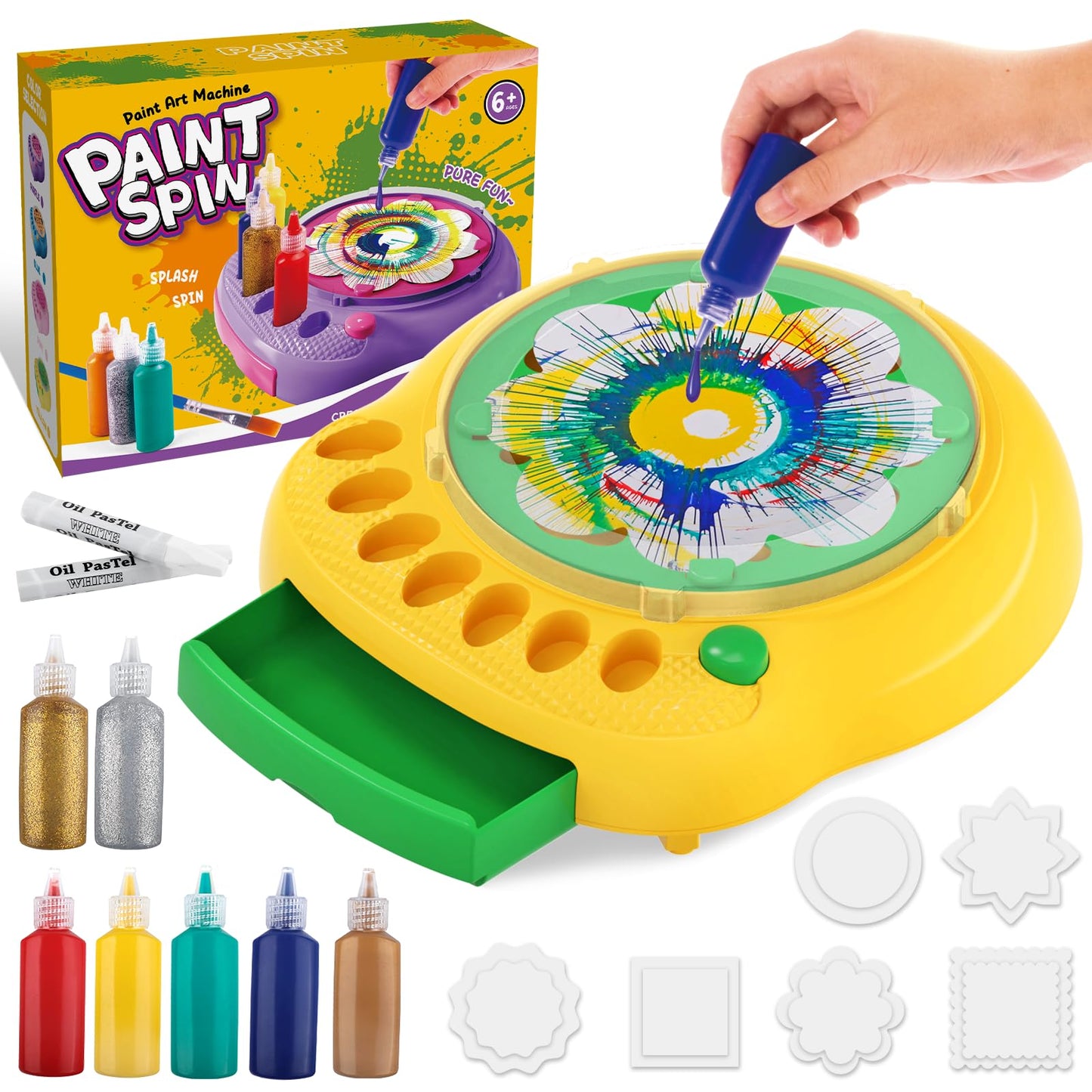 Arts and Crafts for Kids Ages 4-8,Paint Spin Art Machine Kit,Art Craft Set for 6-9 Year Old,Cool Painting Spinner Toys Kits Set,Art Supplies Birthday Gifts for Boy Girl Ages 6 7 8 9 10 11 12 (Green)
