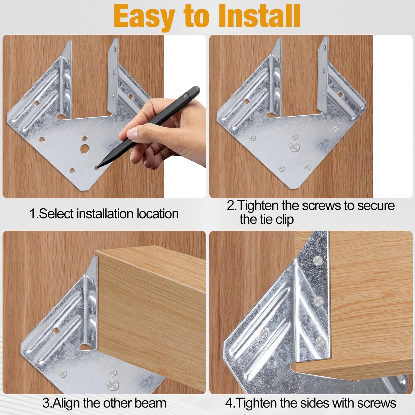 Hurricane Ties for Rafters 24 Pack, 18-Gauge Hurricane Roof Straps for Shed, Heavy Duty Galvanized Rafter Ties, Hurricane Wood Clips Rafter Brackets Joist Brackets