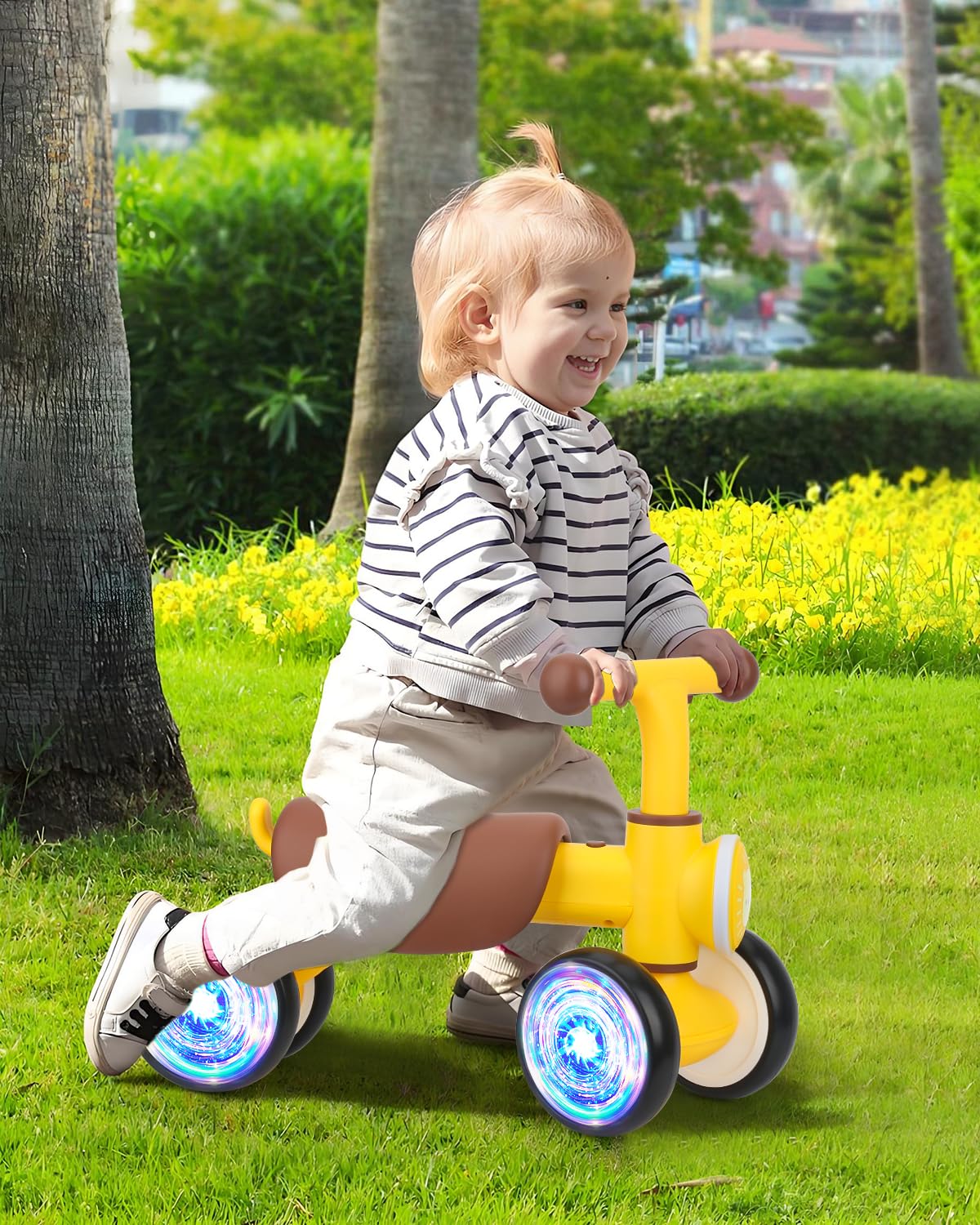 Baby Toys Balance Bike, Toddler Toys for 1 Year Old Girl Boy Gifts, Colorful Lighting Toddler Bike with Music and Soft Seat,First Bike for Baby 12-18 Months, Kids Gifts Toys Age 1 2