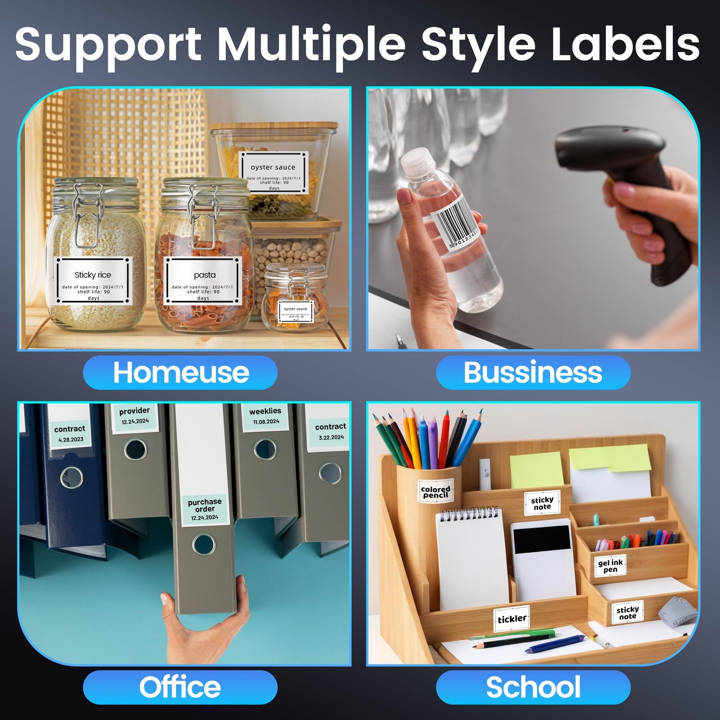 Phomemo M250 Label Maker, 3 Inch Thermal Label Maker Machine with Tape, Versatile App with 1500 Icons & 200 Templates, Thermal Barcode Label Printer for Small Bussiness, Office, Home, with 100 Labels