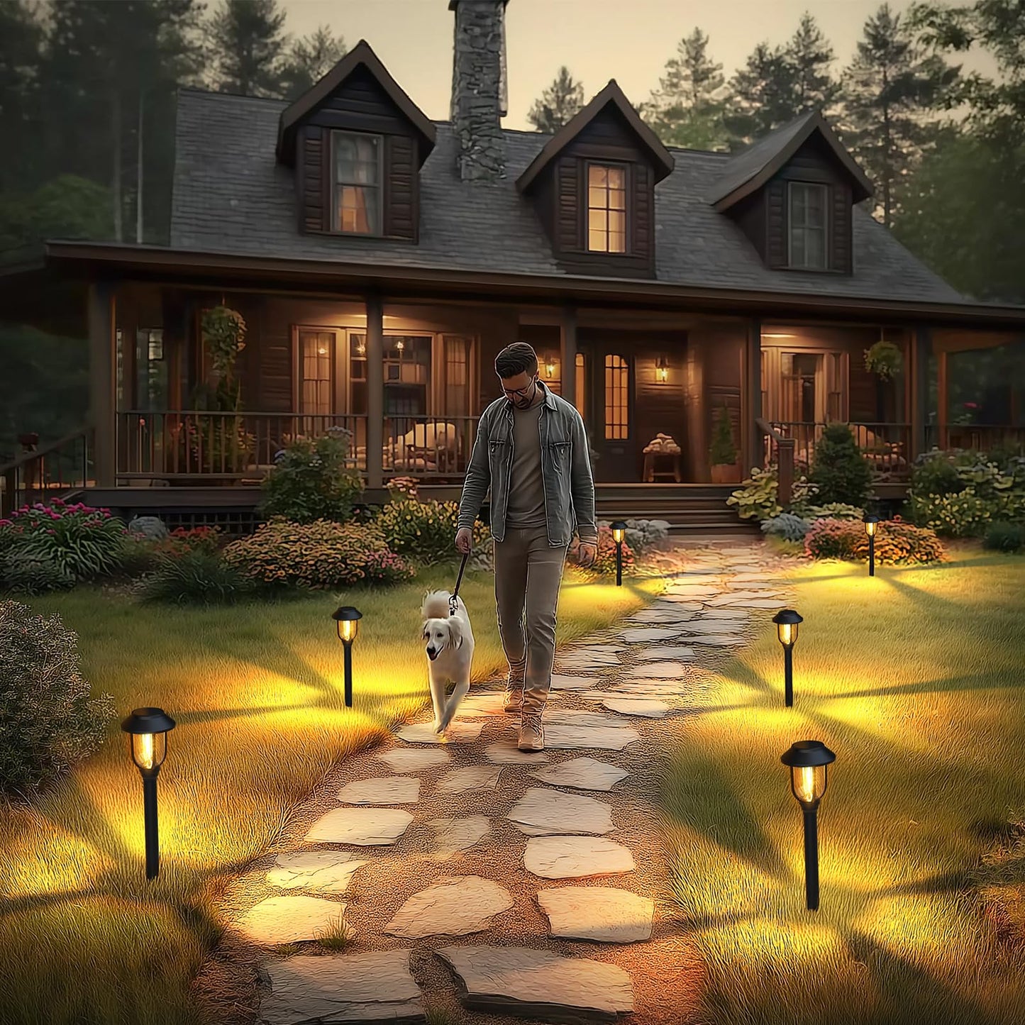 ILANCK 12 Pack Solar Lights Outdoor, Solar Pathway Lights Waterproof Auto On/Off Powered, Warm White Landscape Lighting for Path, Yard, Walkway, Driveway, Garden 3000K