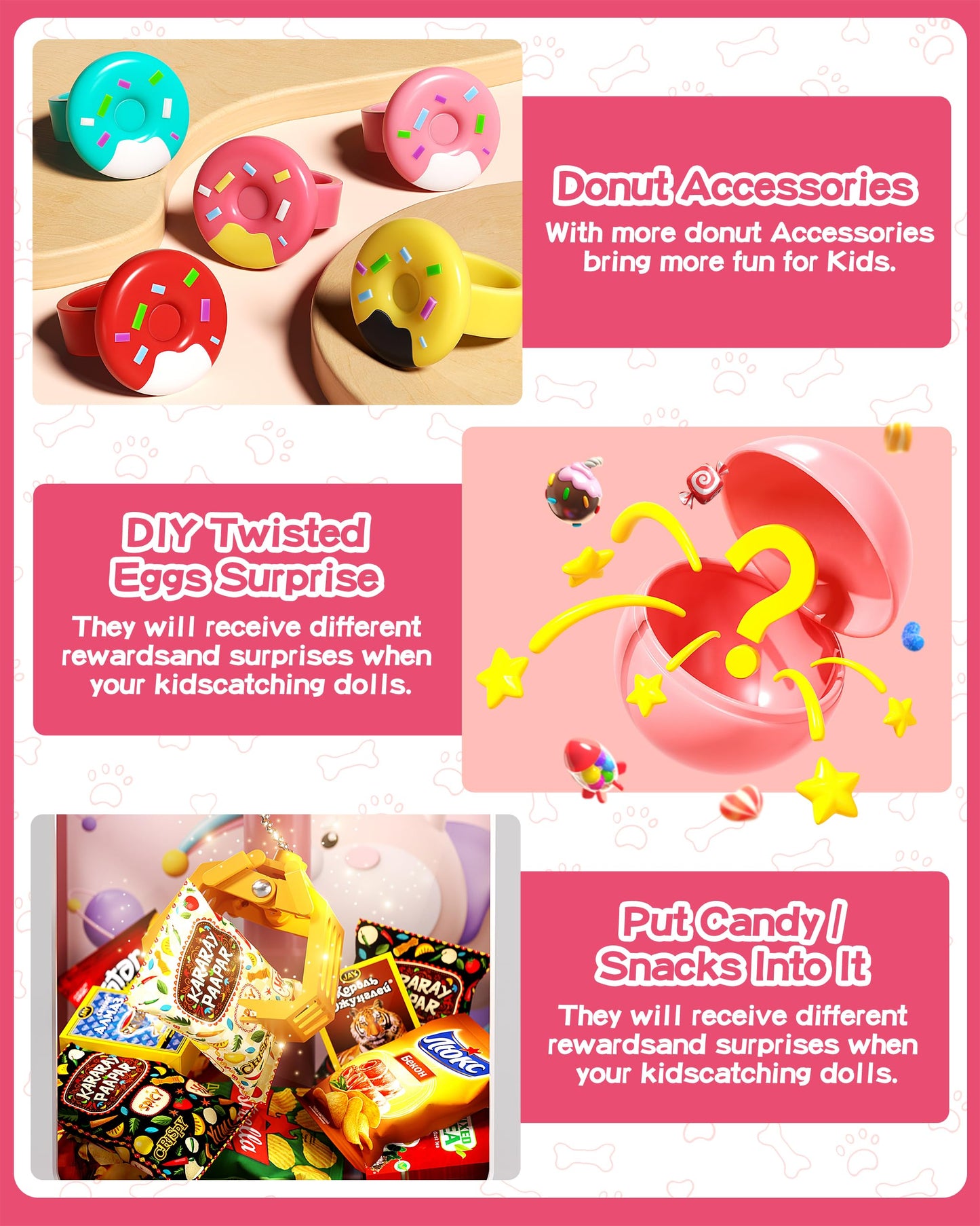 Rabbit Claw Machine for Kids, Mini Vending Machine with Game Coins & Music, Prize Dispenser Toys for Girls and Boys, Electronic Claw Game Machine for Party Birthdays, Includes 30 Mini Toys