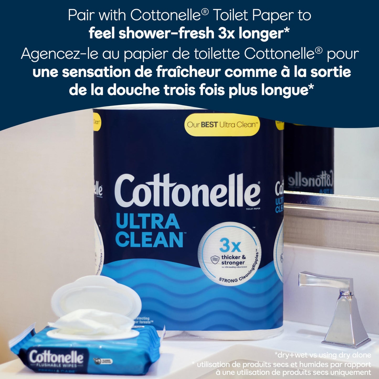 Cottonelle Fresh Care On-The-Go Flushable Wet Wipes, Adult Wet Wipes, 24 On-The-Go Packs, 2 Trays of 12, 14 Wipes per Pack (336 Total Flushable Wipes), Packaging May Vary