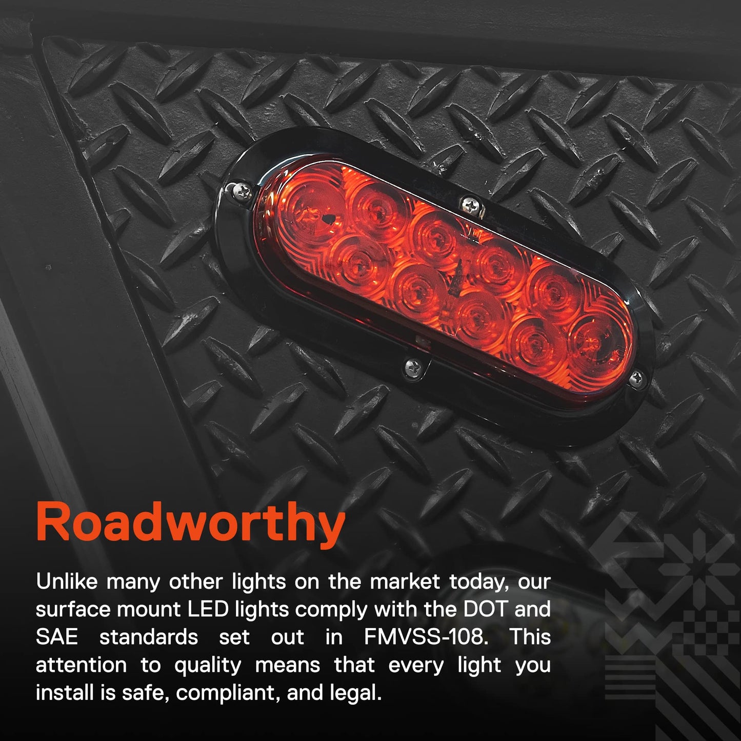 TRUE MODS 4pc 6 inch Red Oval LED Trailer Tail Light Kit [DOT FMVSS 108] [SAE S2T2I6] [Surface-Mount] [IP67 Waterproof] [Stop Turn Tail] Trailer Brake Lights for Boat Trailer RV Trucks