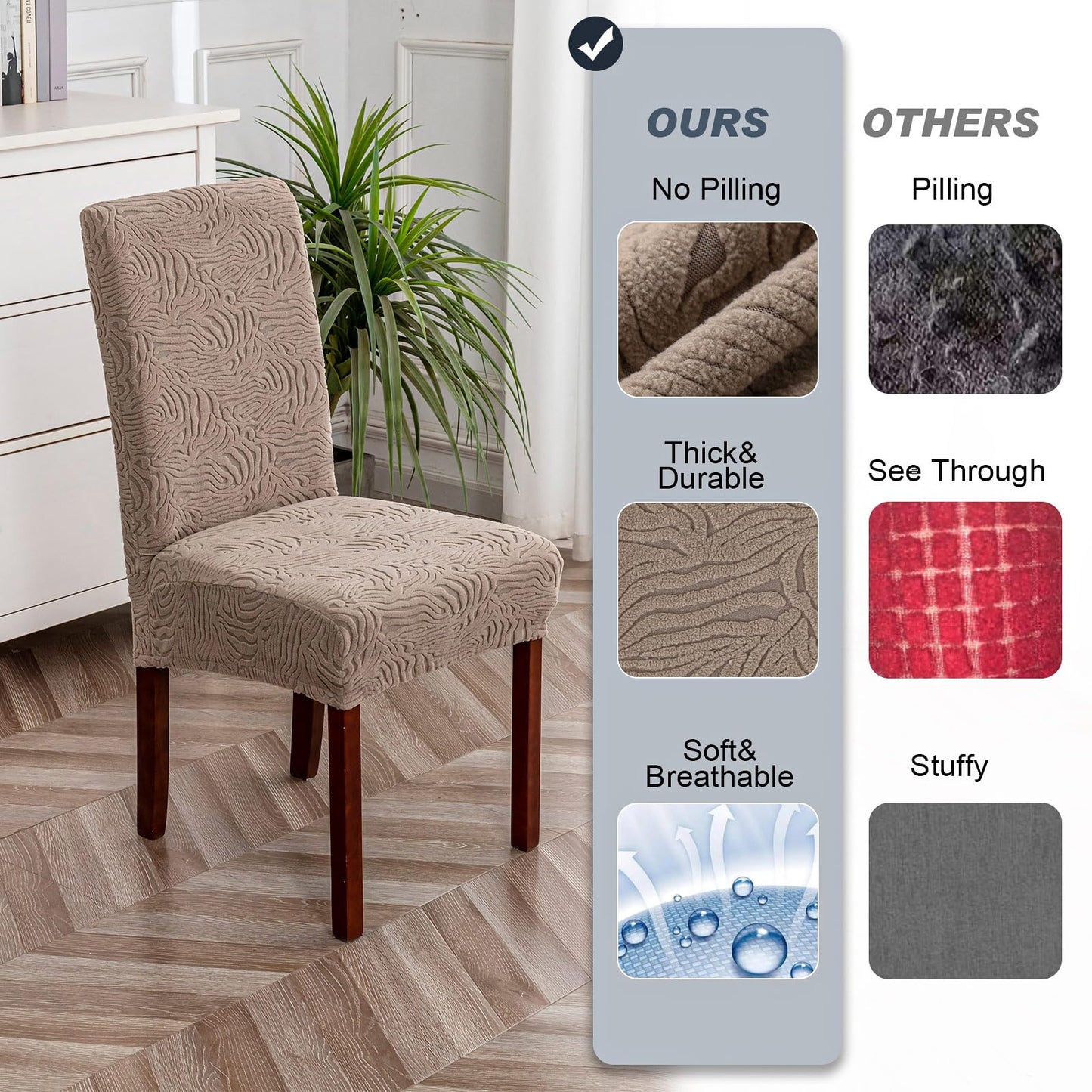 Dining Chair Covers, Chair Covers for Dining Room Stretch Chair Covers Parsons Chair Slipcover, for Dining Room Kitchen Chair Protector Cover, Removable, Washable