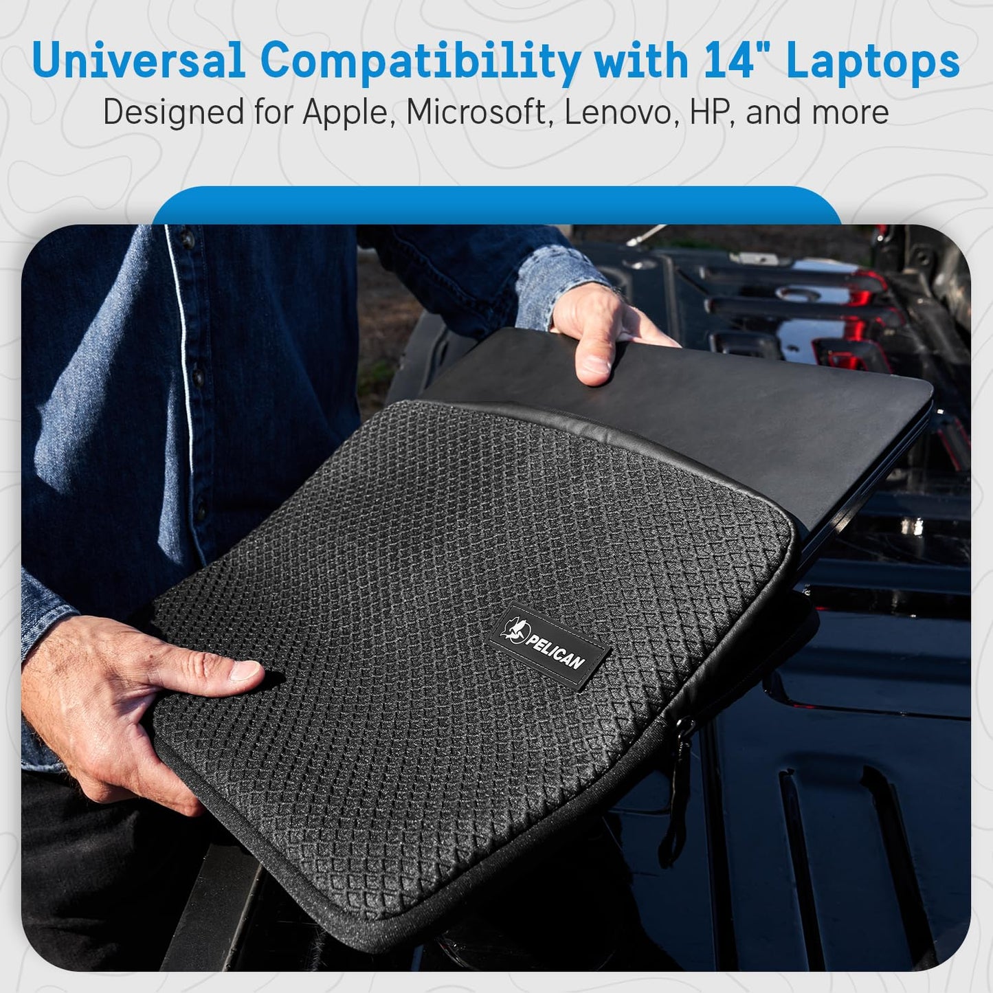 Pelican Traveler Laptop Sleeve/Case 14 Inch [Padded Exterior] [Compact Design] Weather Resistant and Heavy Duty Laptop Cover for 14” MacBook Pro/Air M3, HP, Dell, Lenovo, Acer and More - Black