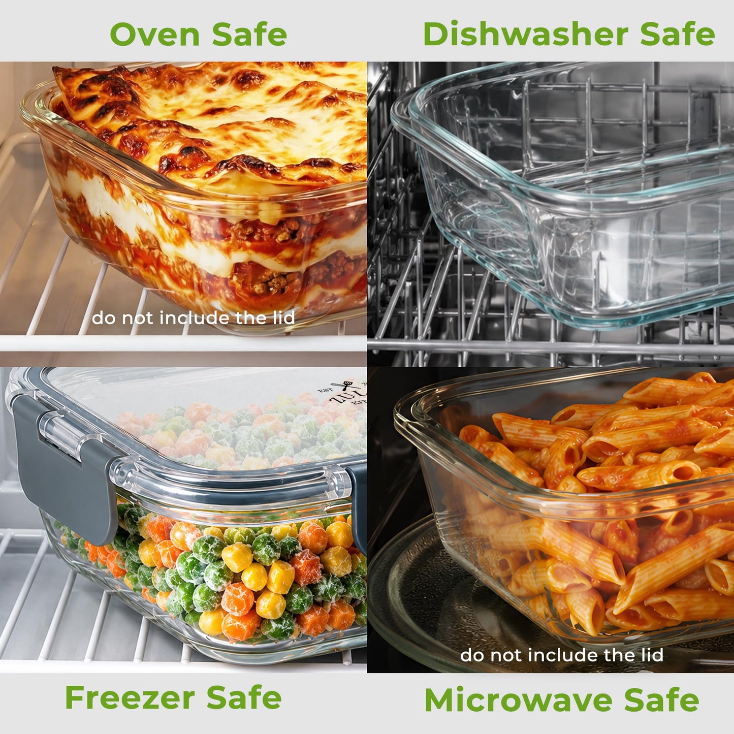 Zulay Kitchen 5 Pack Glass Food Storage Containers with Lids - 36 oz Thick & Durable Glass Meal Prep Containers - Airtight Storage Containers with Lids - Leak-Proof Reusable Meal Prep Containers