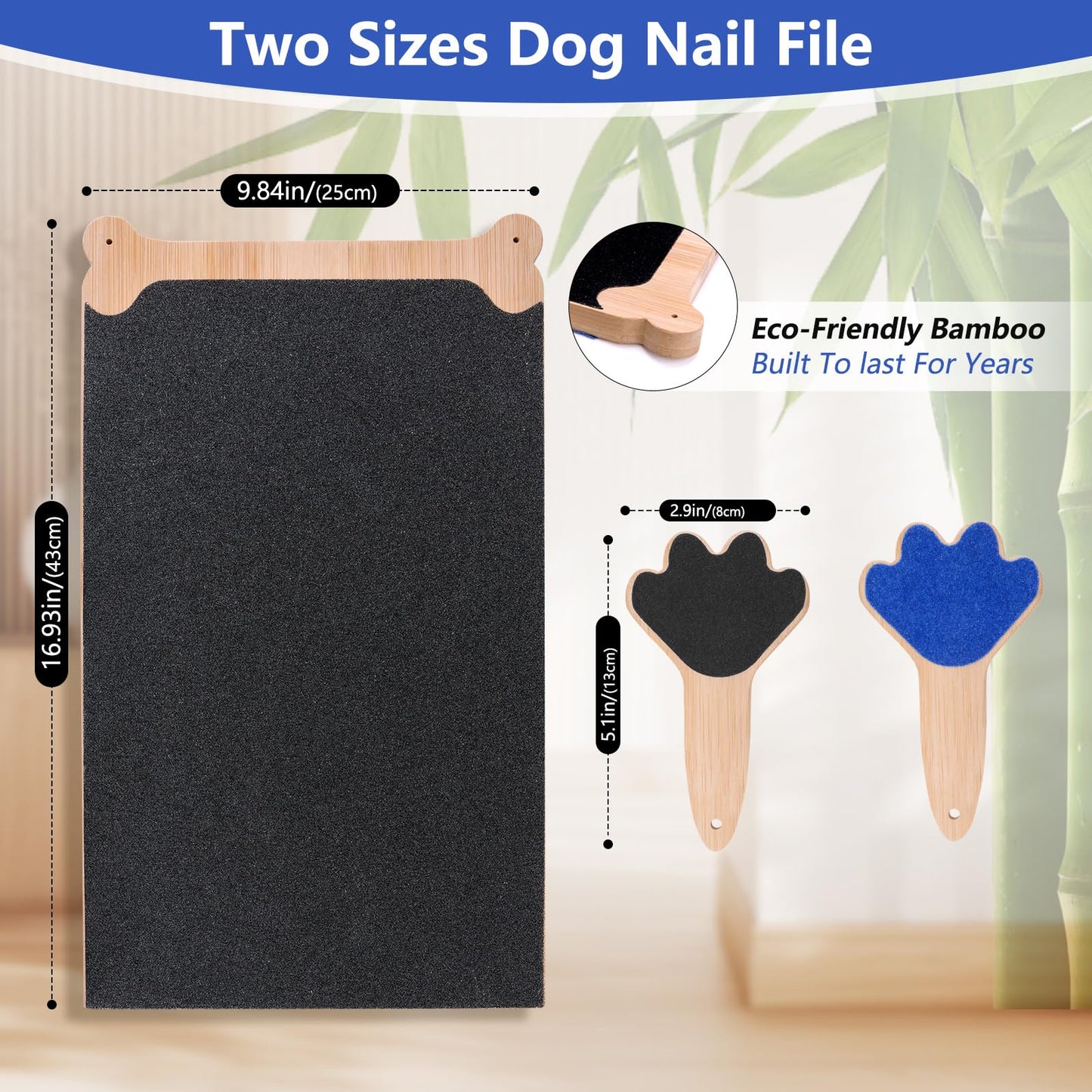 FL Falatier Dog Scratch Board Large Dog Scratching Pad Multi-Functional Trimming Tool Alternative to Dog Nail Clippers and Dog Nail Grinders Easy Nail Care Double Sided Bamboo