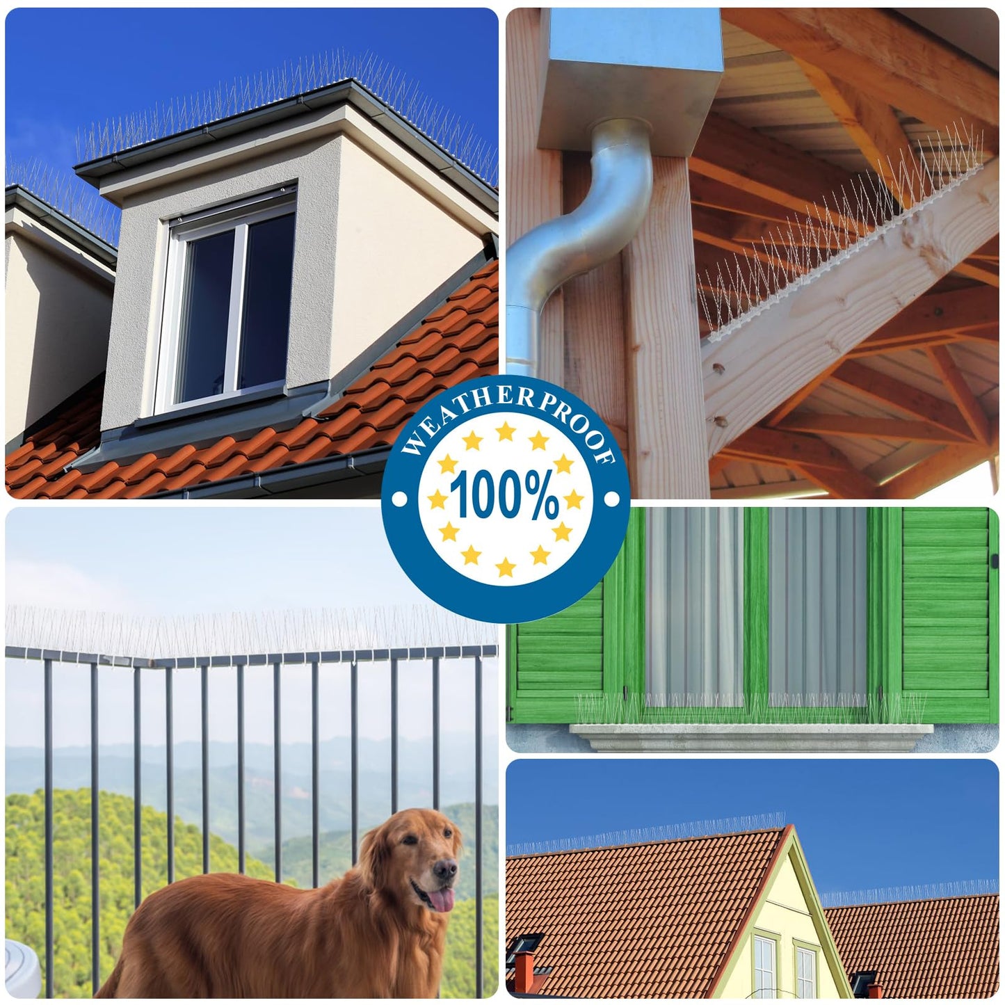 18 Feet Humane Upgrade Bird Spikes, 22Packs Bird Barrier Repellent Spikes Fence Kit (5.5M), Pigeon Bird Defense System Spikes Stainless Steel, Bird Deterrent Device, Against Nesting & Bird Droppings