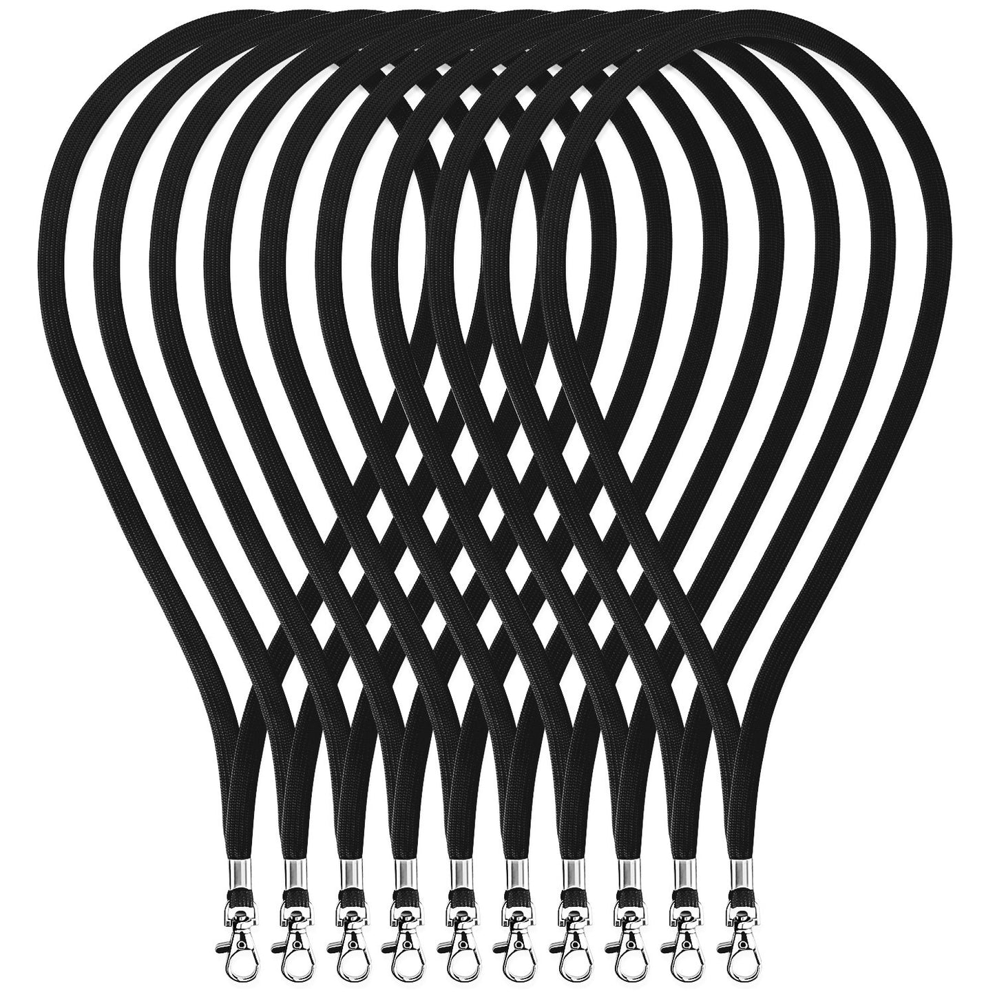 Neck Strap Lanyards - Fushing 100 Pack Black ID Badge Lanyards with Swivel Clasp for Office ID Card Holders Badges Holders Keychain