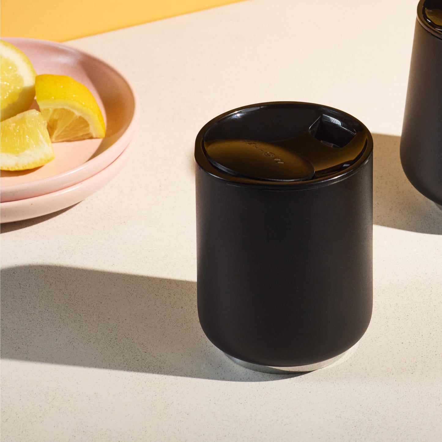 Fellow Rocky Lowball Tumbler Set of 2 - Insulated Stainless Steel Cocktail Tumblers with Ceramic Interior and Swivel Pebble Lid - 10 oz, Matte Black