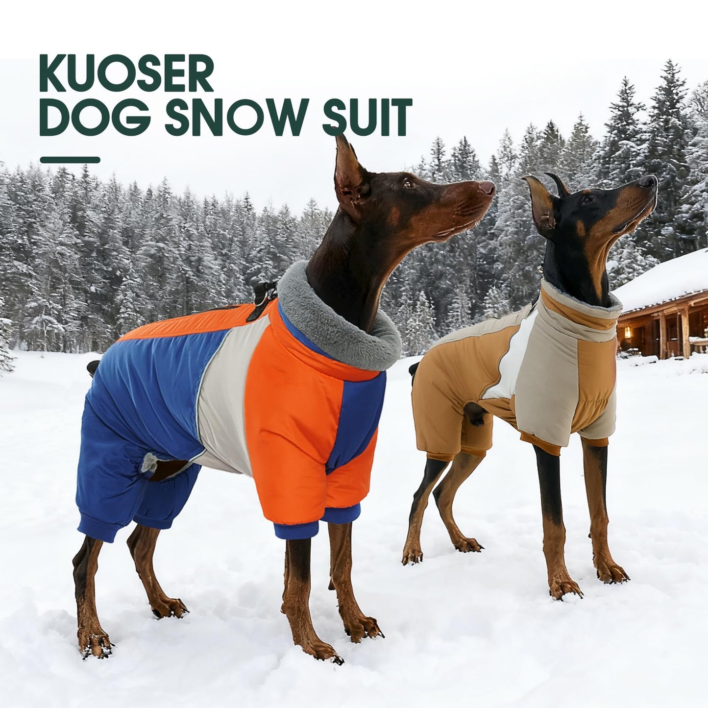 Kuoser Fullbody Dog Coat - Warm Winter Coat with Reflective Jacket & Built-in Harness for Small Dogs - Suitable for Yorkie, Bichon Frise, Shih Tzu (Brown S)