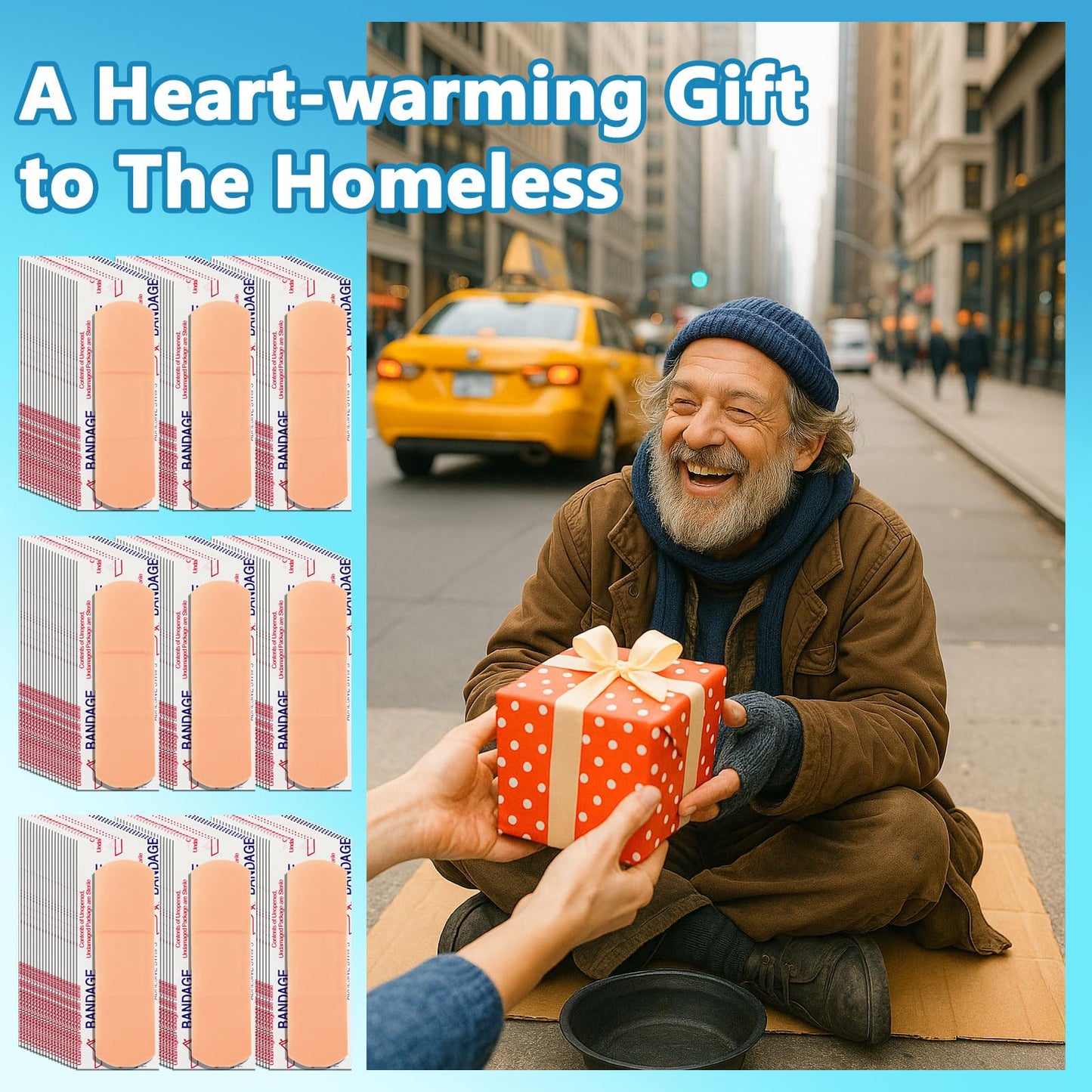 3000 Pcs 1" x 3" Adhesive Bandages Bulk Breathable Adhesive Bandages Waterproof Bandages for Homeless Care Supplies Donation Sensitive Skin Nurses Businesses Travel First Aid Kits